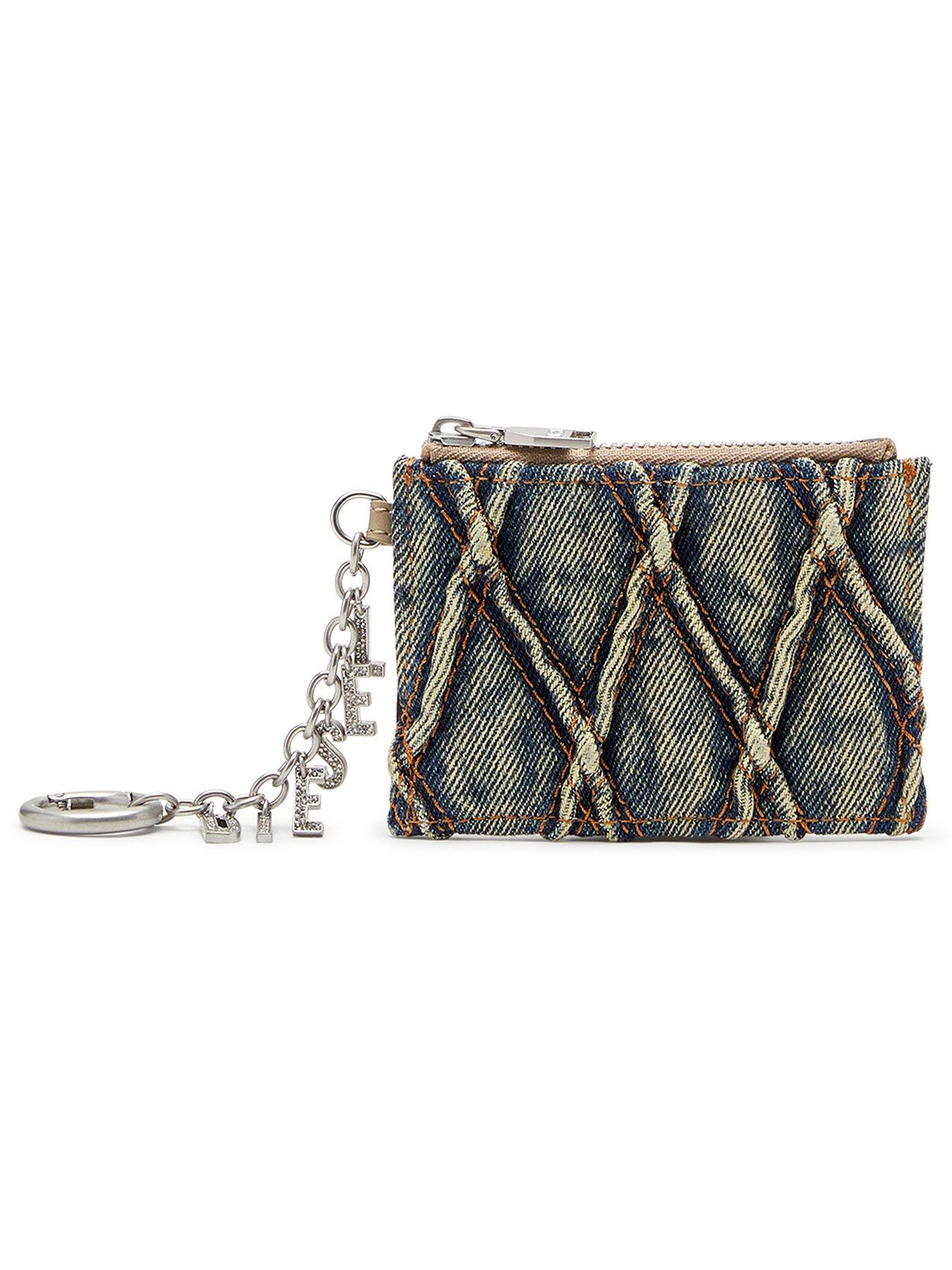 Diesel Denim Quilted Card Holder With Chain