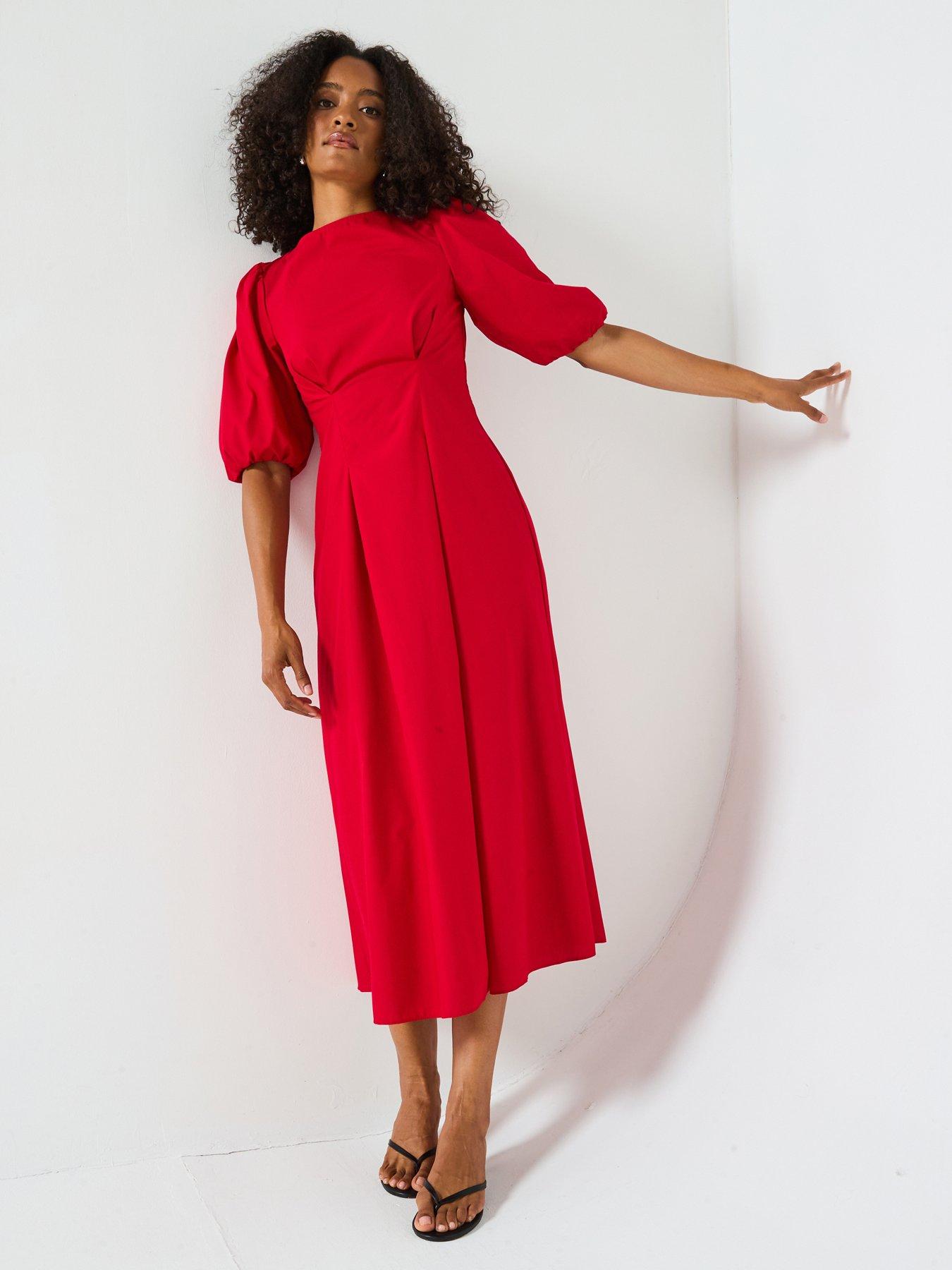 undefined Puff Sleeve Midaxi Dress