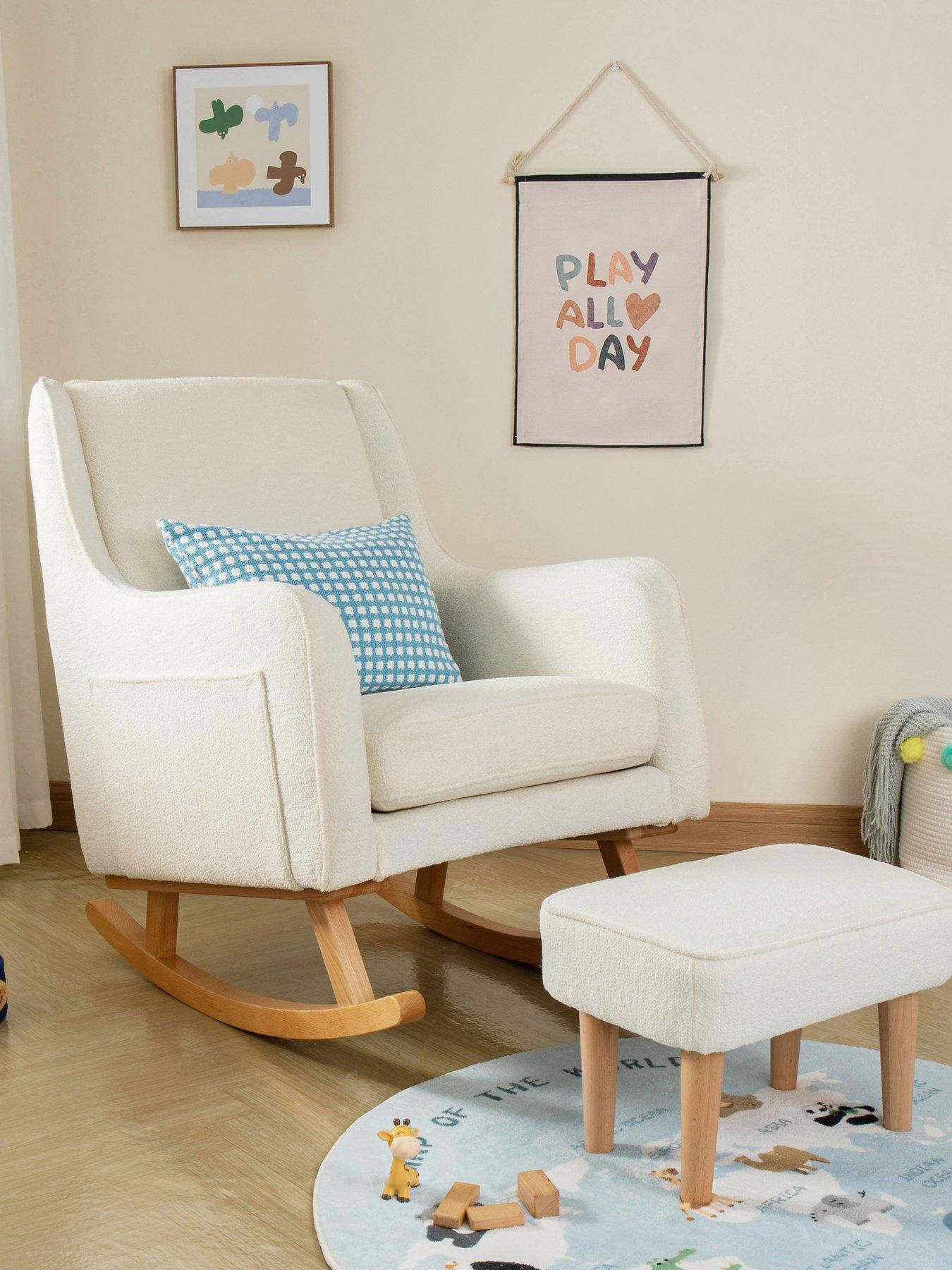 undefined Ida Nursing Chair with Stool - Bouclé