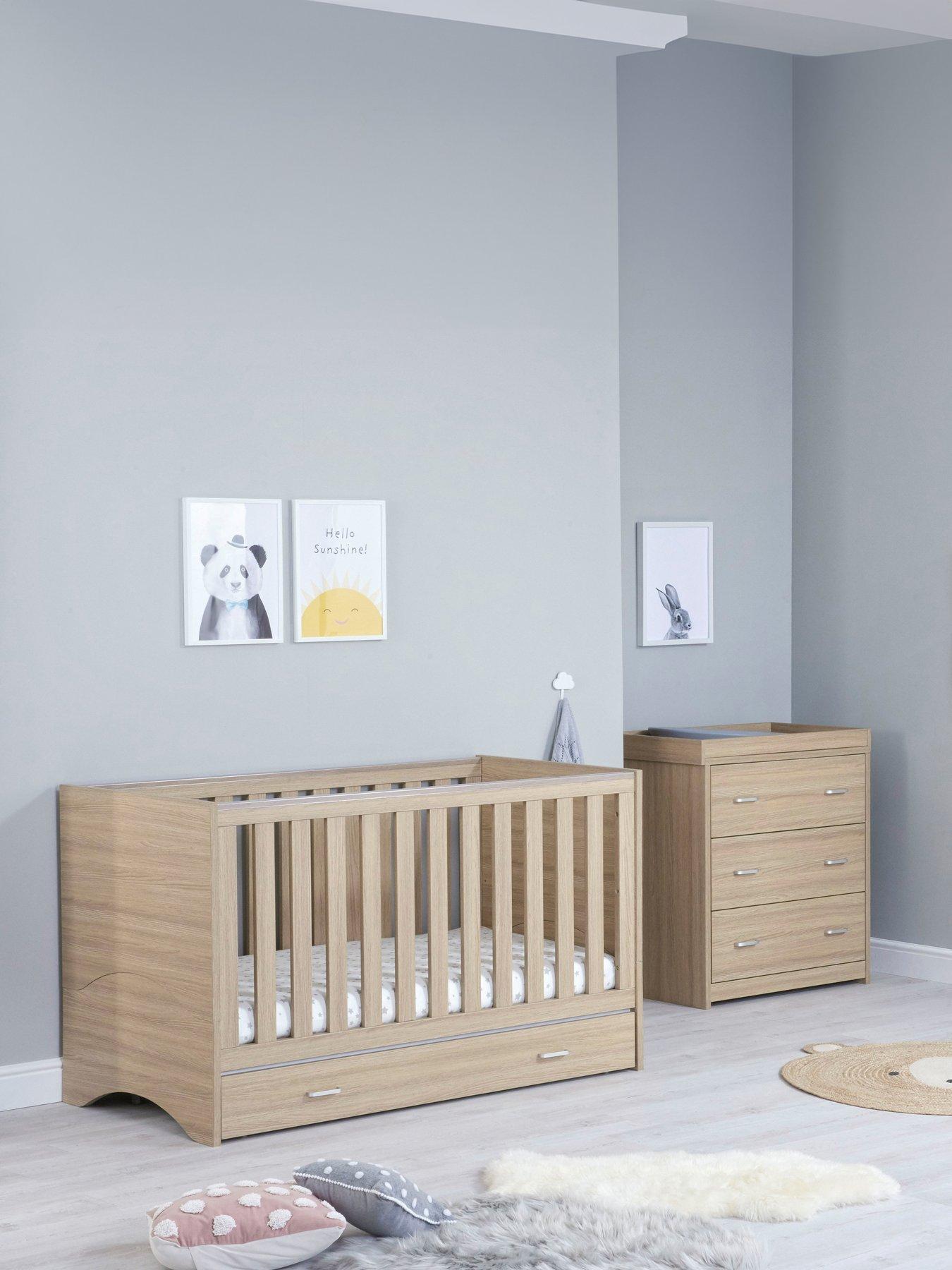 Babymore Veni 2 Piece Room Set with Drawer - Oak