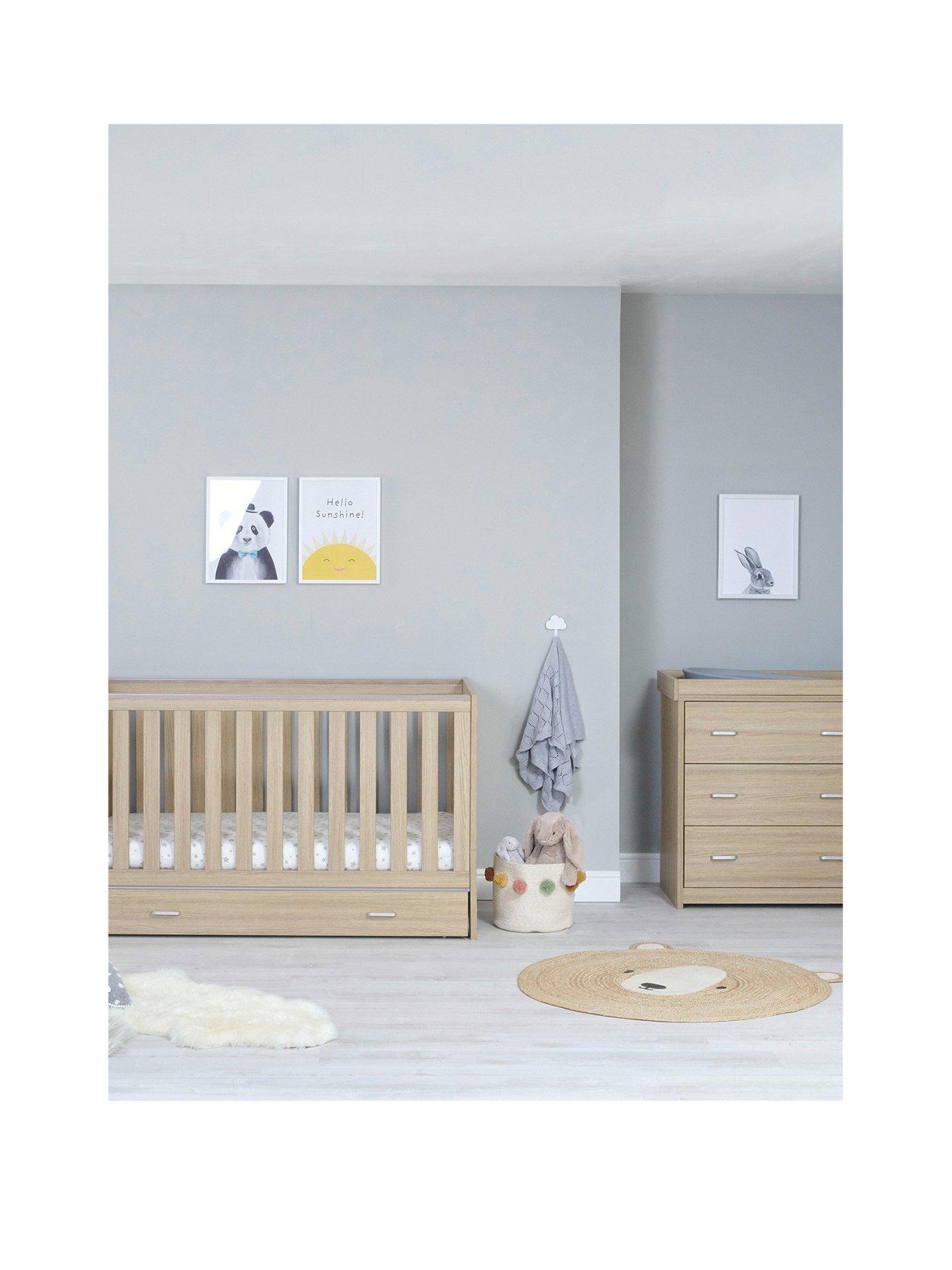 Image 2 of 5 of Babymore Veni 2 Piece Room Set with Drawer - Oak