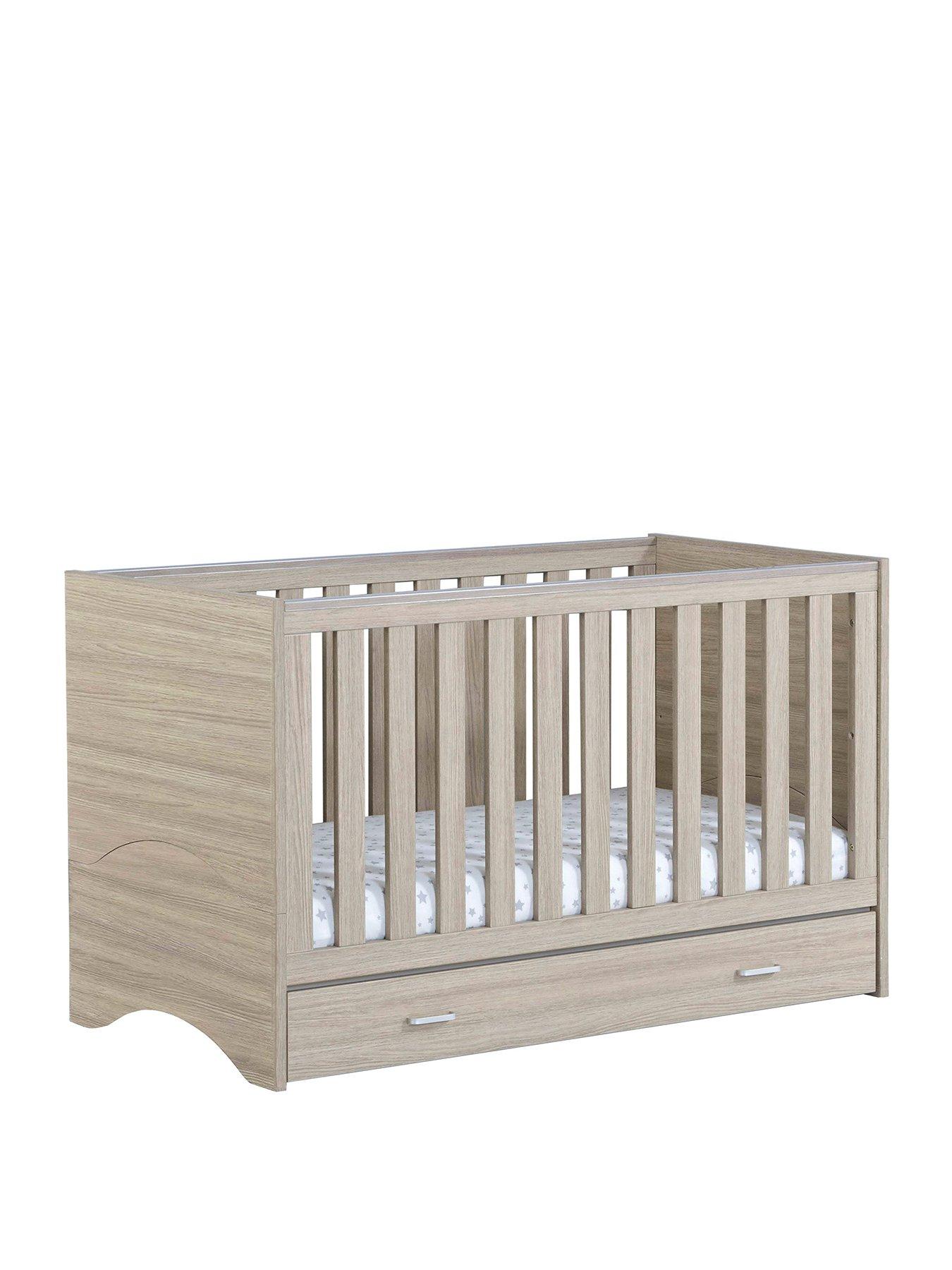 Image 2 of 5 of Babymore Veni Cot Bed With Drawer - Oak