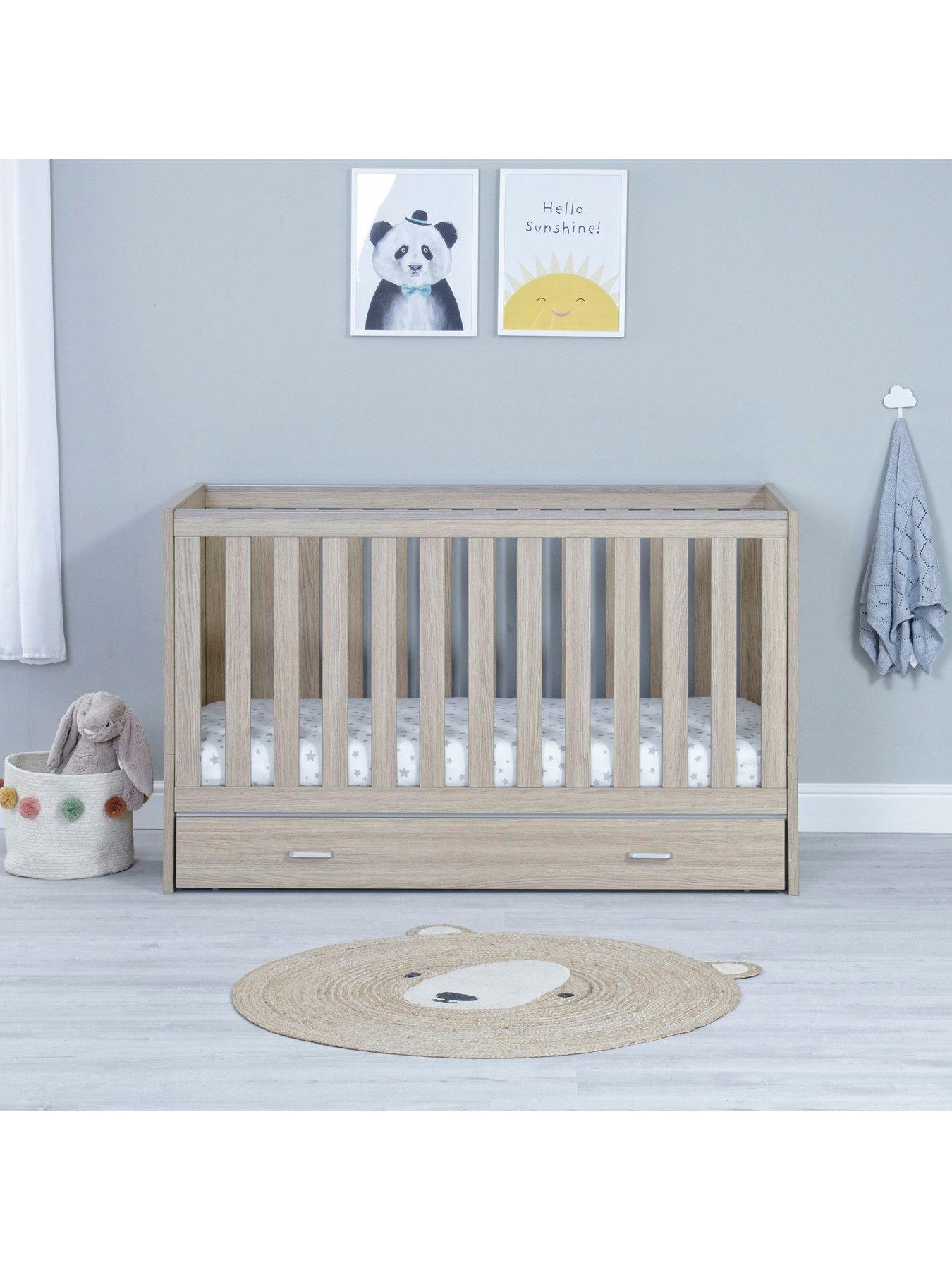 Image 5 of 5 of Babymore Veni Cot Bed With Drawer - Oak