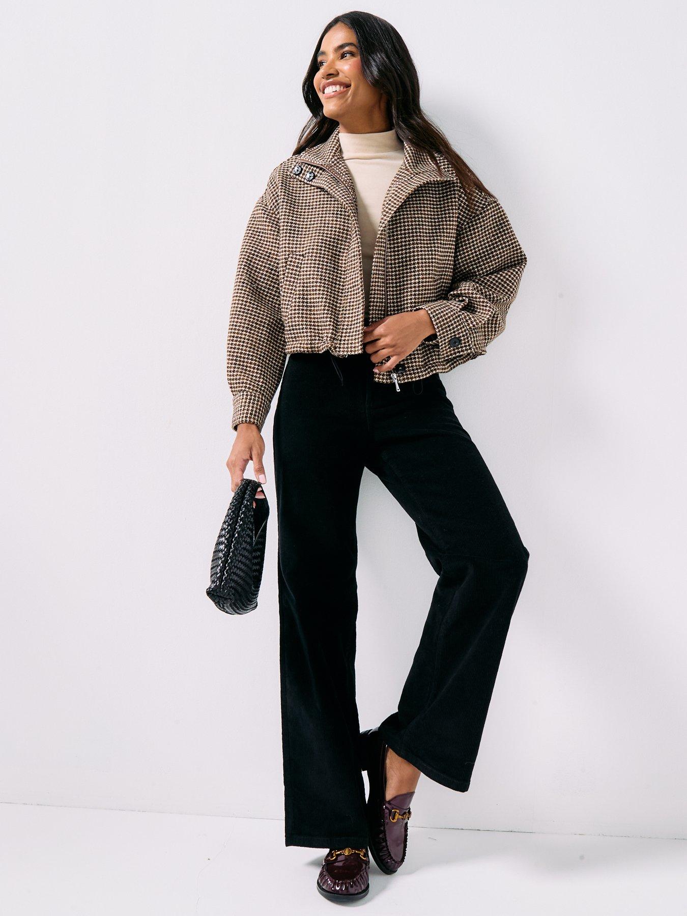 Image 3 of 5 of Forever New Kaia Check Crop Jacket - Brown