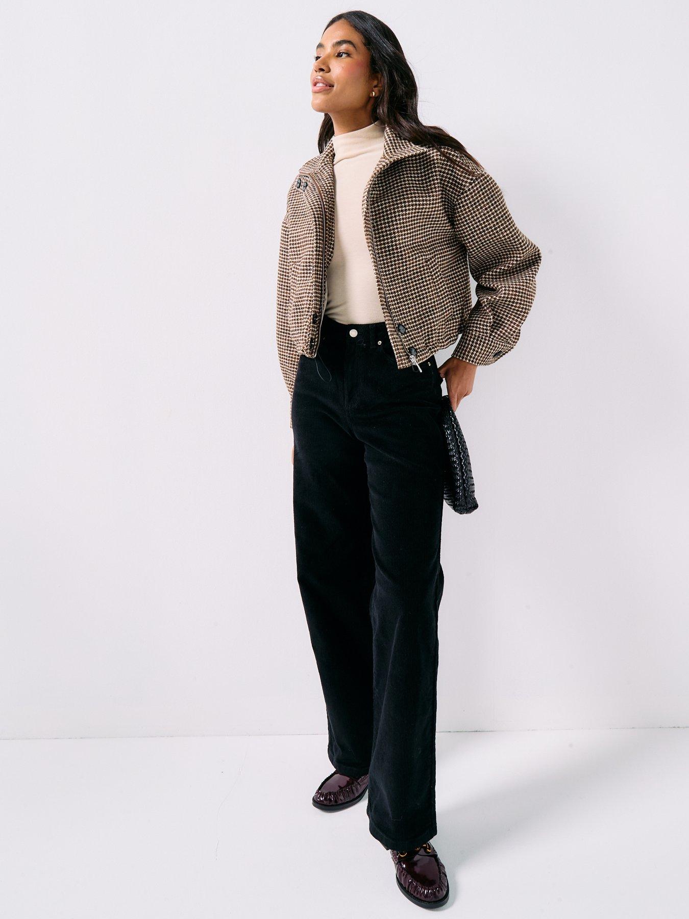 Image 5 of 5 of Forever New Kaia Check Crop Jacket - Brown