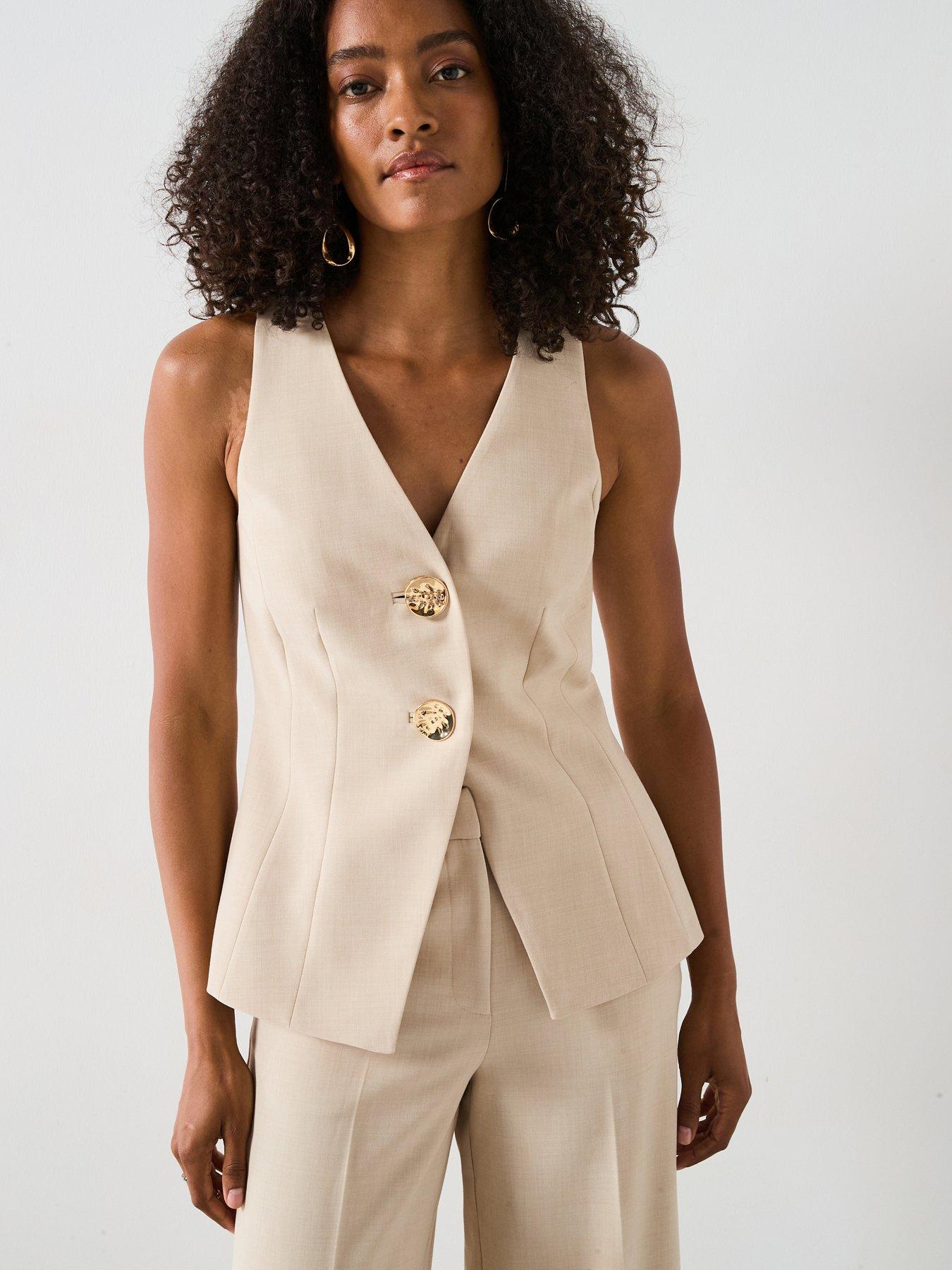 undefined Lulu Long Waistcoat - Cream