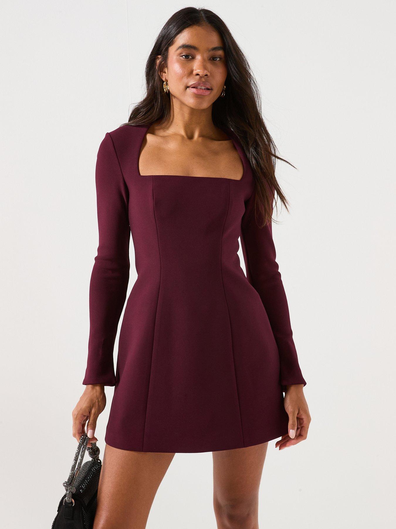 Forever New: Ruby Long Sleeve Structured Mini Dress - Purple