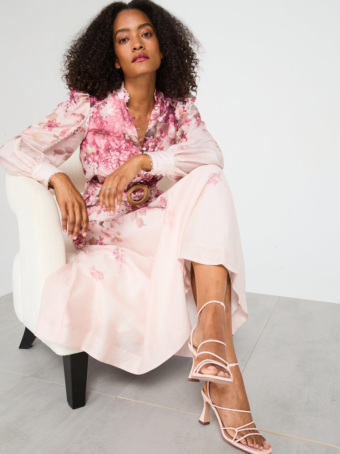 undefined Peyton Trim Detail Midi Dress - Pink