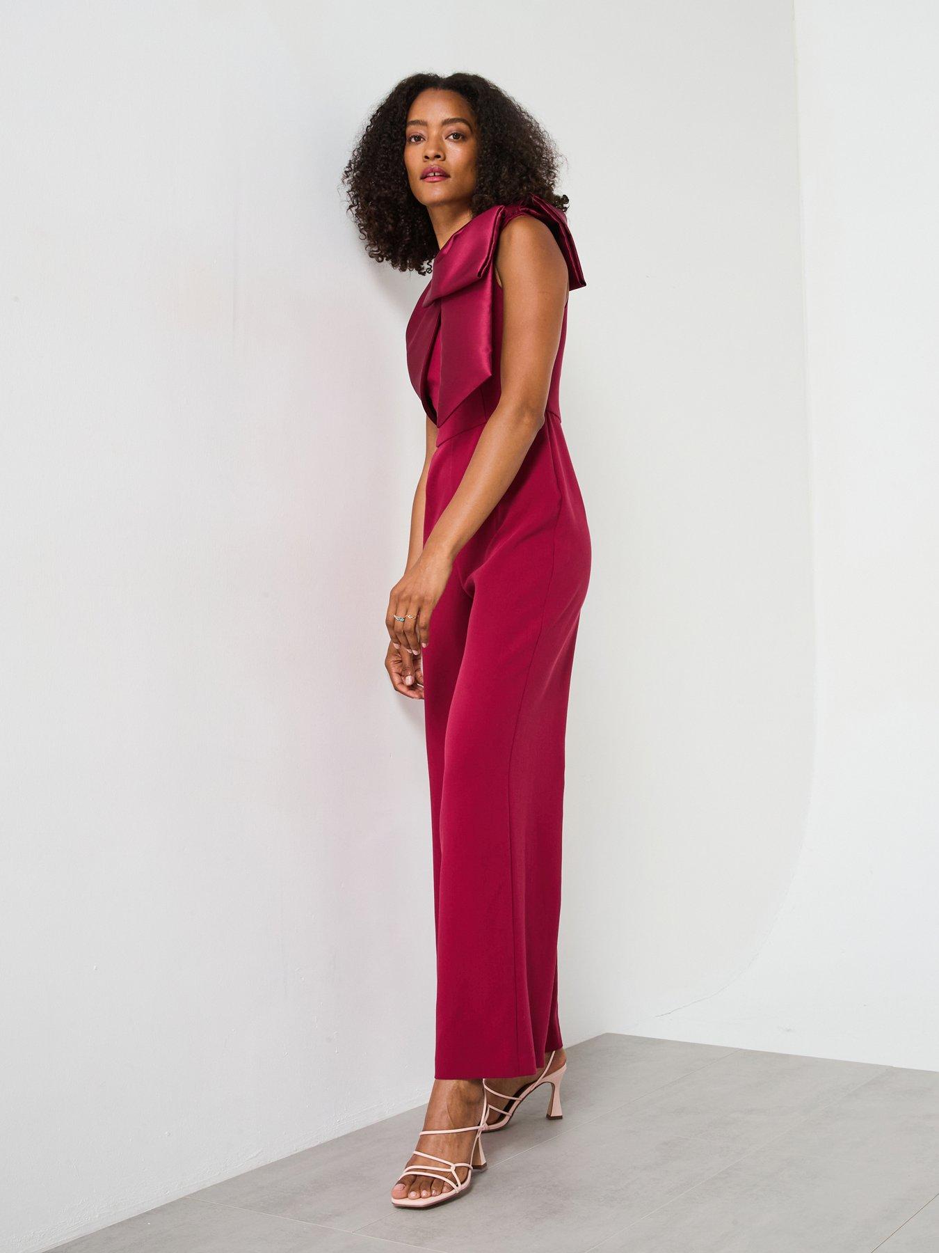 undefined Donna Asymmetric Bow Jumpsuit - Pink