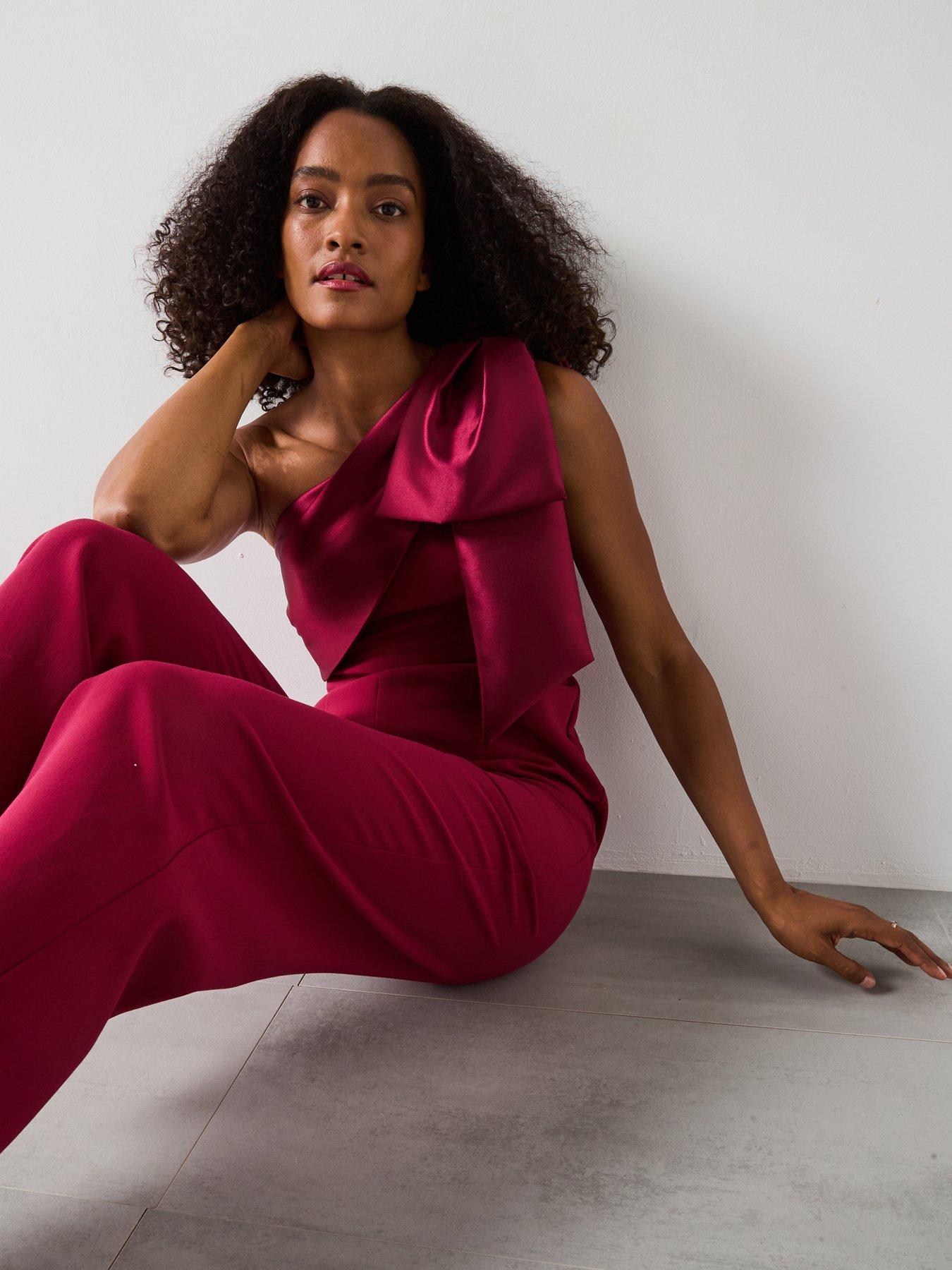 Forever New Donna Asymmetric Bow Jumpsuit Pink Very
