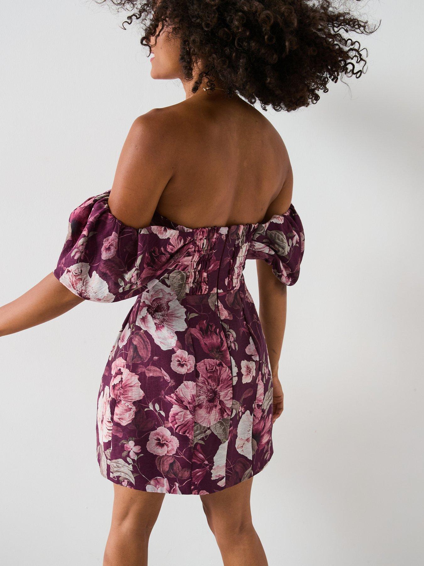 Forever New Jacquie Off Shoulder Mini Dress - Purple | Very