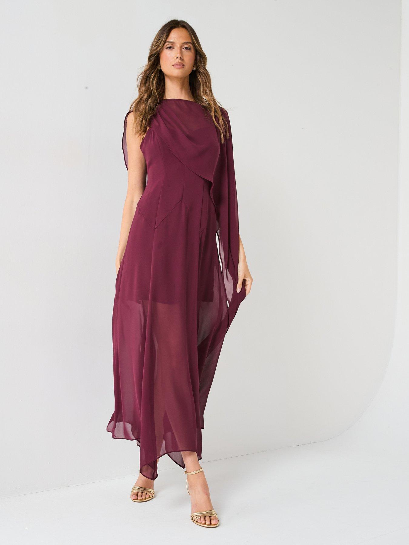 Forever New Honey Sheer Cape Maxi Dress - Red
