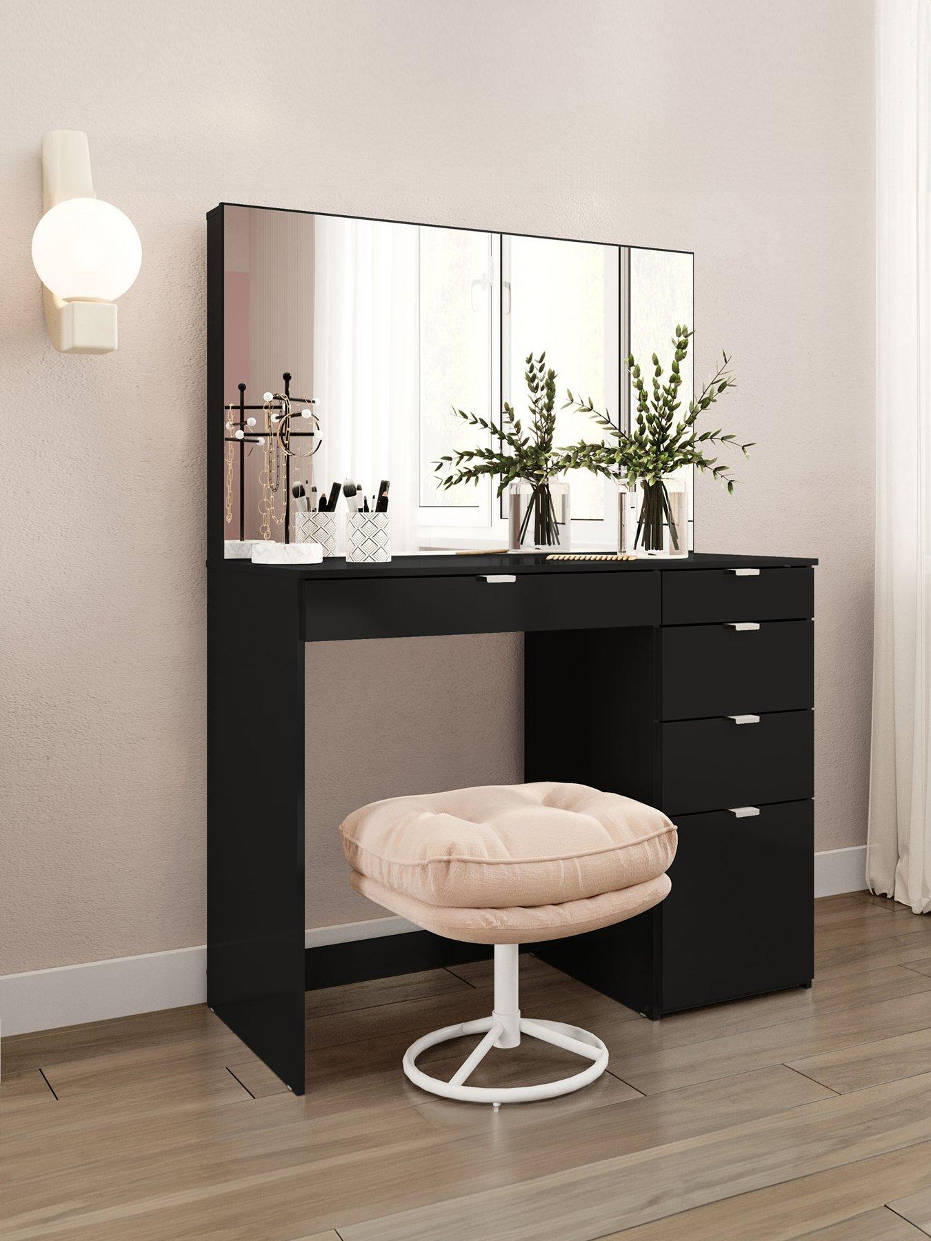 Image 1 of 6 of Birlea Ava 5 Drawer Dressing Table - Black