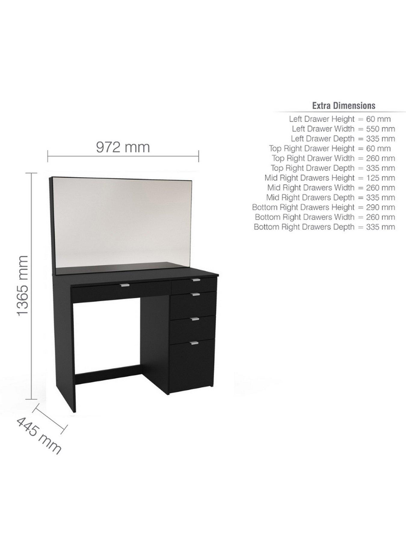 Image 6 of 6 of Birlea Ava 5 Drawer Dressing Table - Black