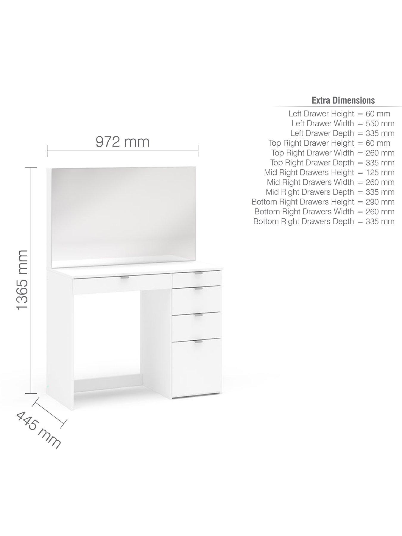 Image 5 of 5 of Birlea Ava 5 Drawer Dressing Table - White