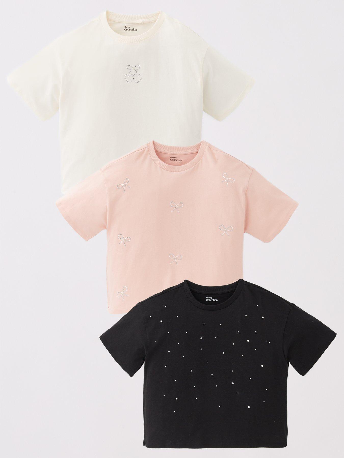 The Very Collection Girls Heatseal 3 Pack Tops - Multi