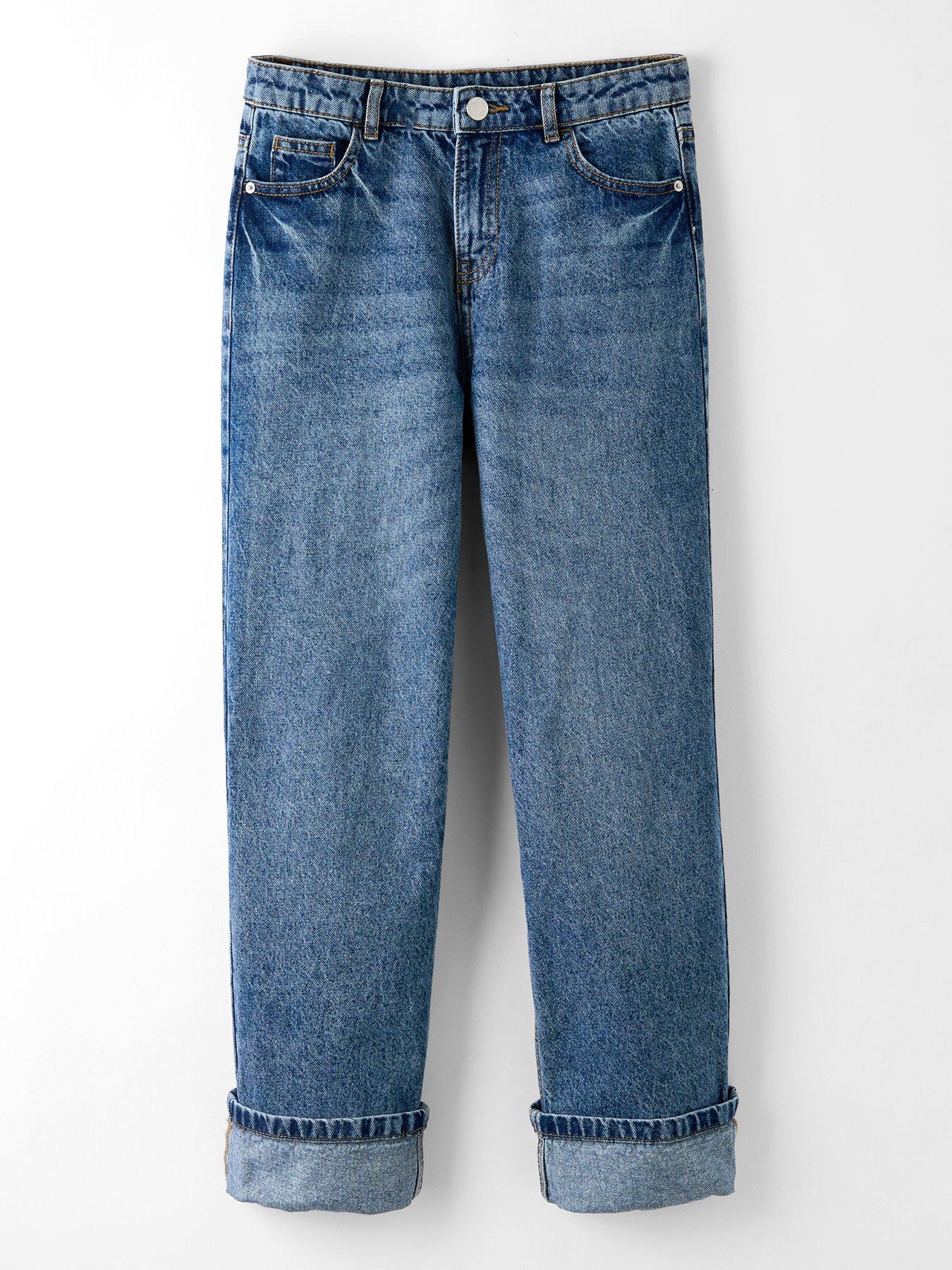 The Very Collection Girls Turn Up Hem Straight Leg Jeans - Mid Wash