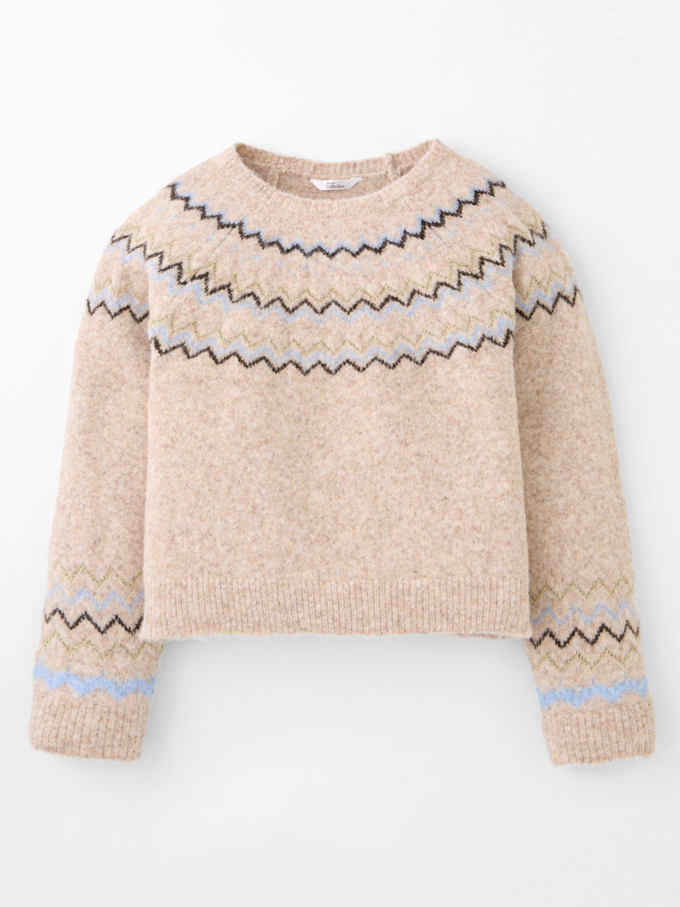 The Very Collection Girls Fairisle Knitted Jumper - Cream