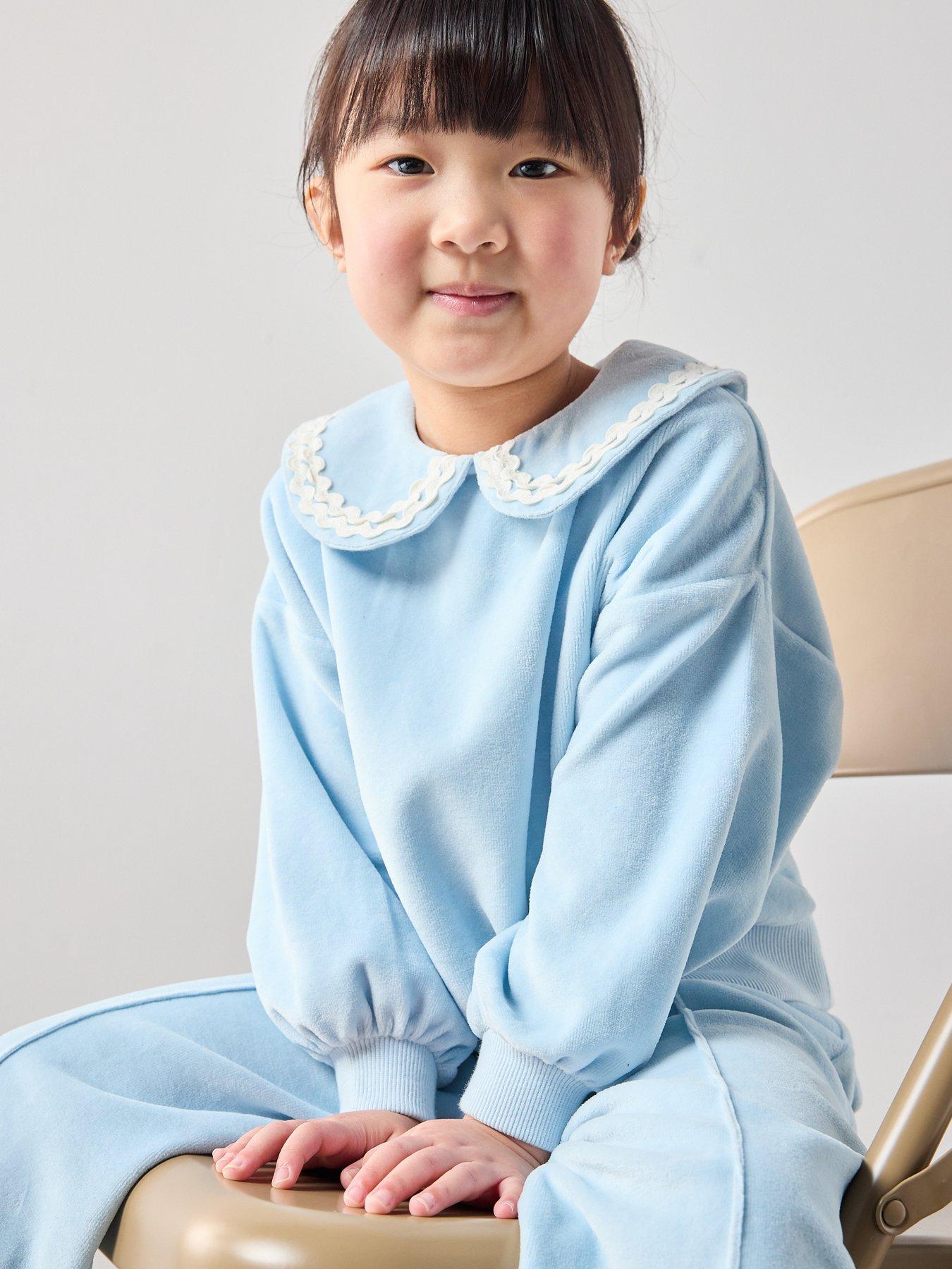 Image 3 of 7 of The Very Collection Girls Velour Tracksuit With Collar Detail - Blue