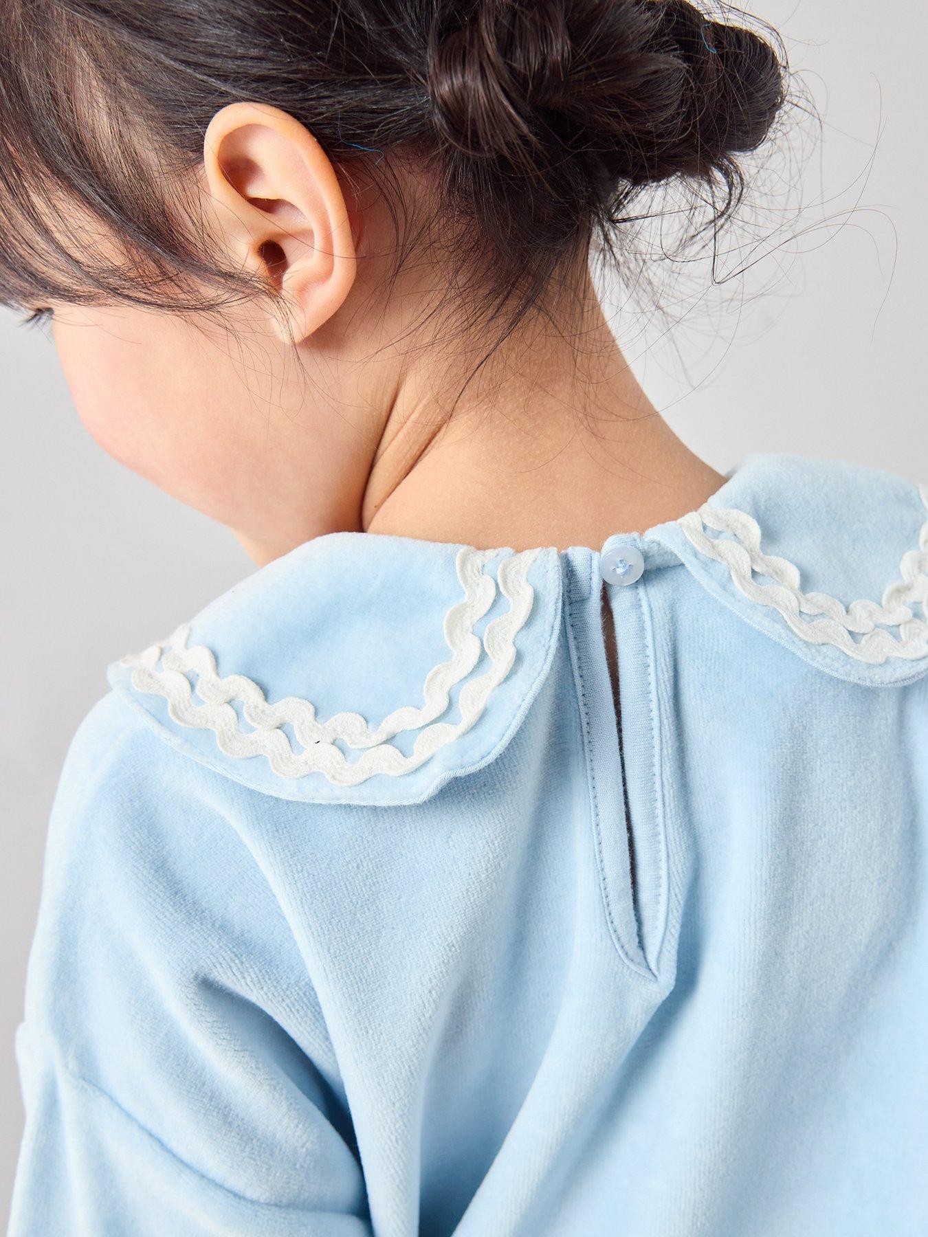 Image 5 of 7 of The Very Collection Girls Velour Tracksuit With Collar Detail - Blue