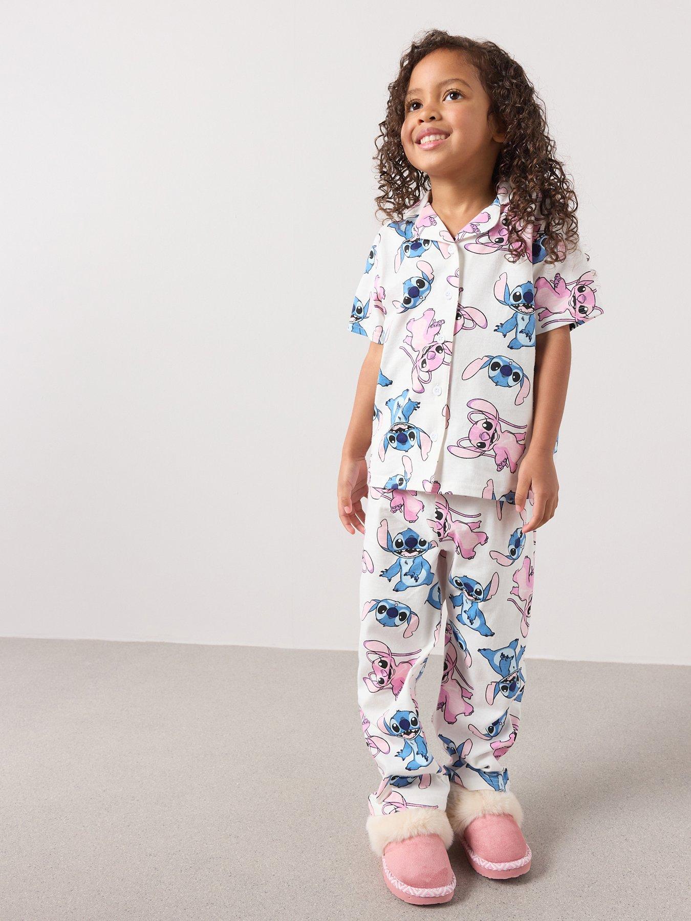 Disney Lilo & Stitch Angel  &  Stitch Short Sleeve Button Down Pyjamas - Cream