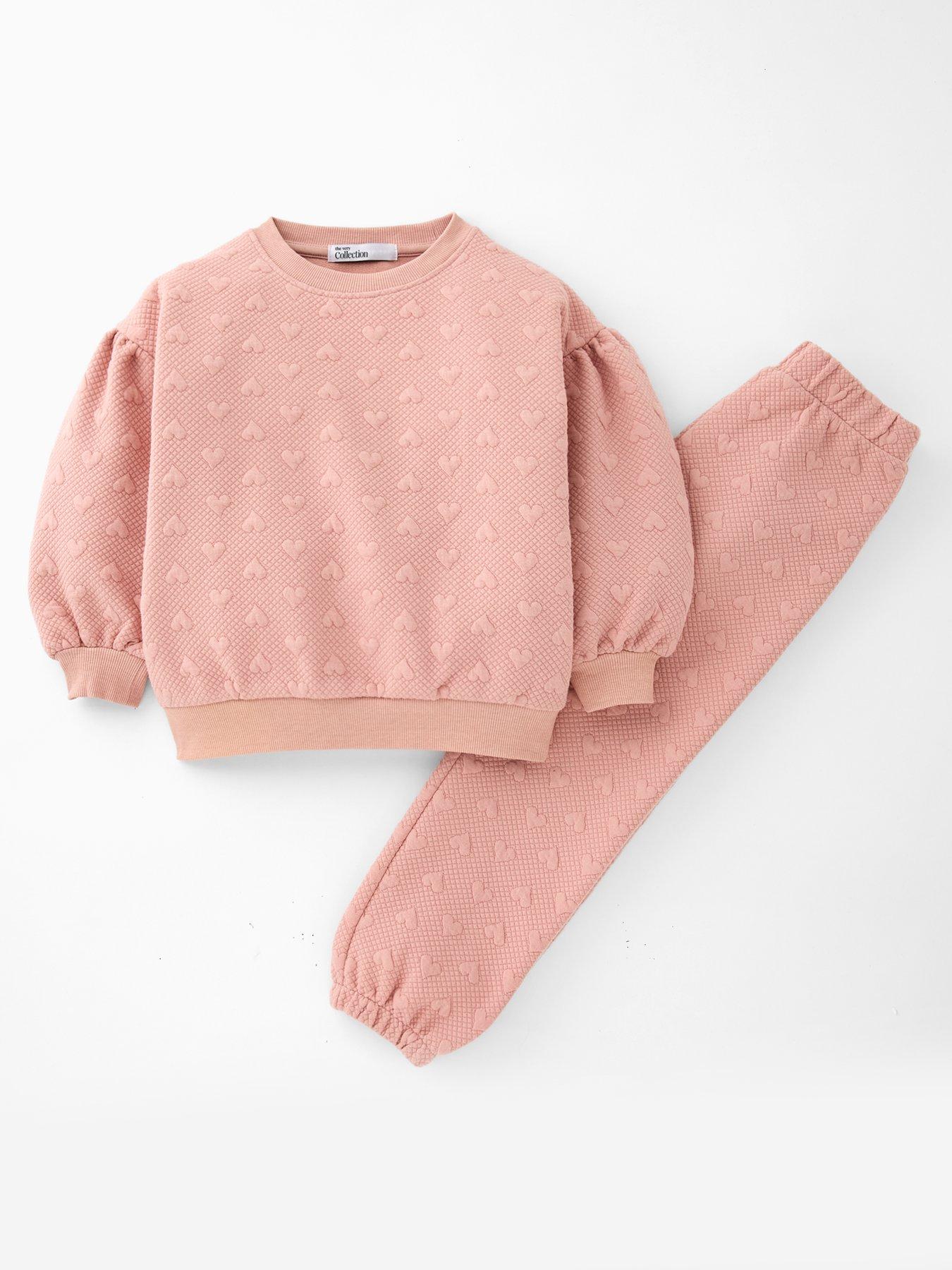 Image 1 of 5 of The Very Collection Girls Heart Jacquard Tracksuit - Pink