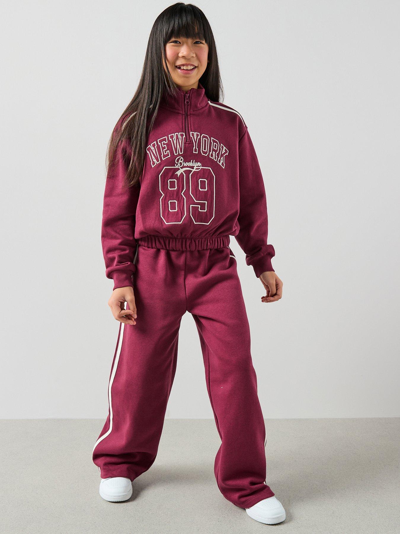 The Very Collection Girls Applique Number Jog Set - Burgundy/Pink