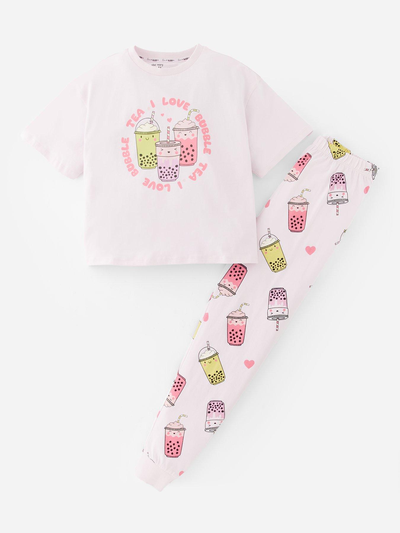 The Very Collection Girls Single Pyjamas - Bubble Tea