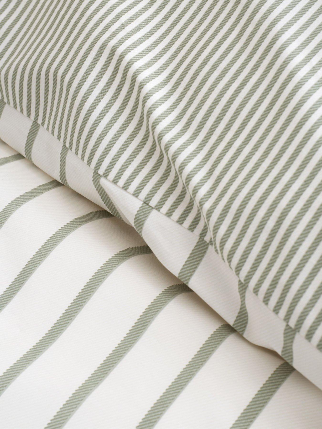 Image 6 of 7 of Bianca Hampton Stripe 200 Thread Count Cotton Reversible Duvet Set Green