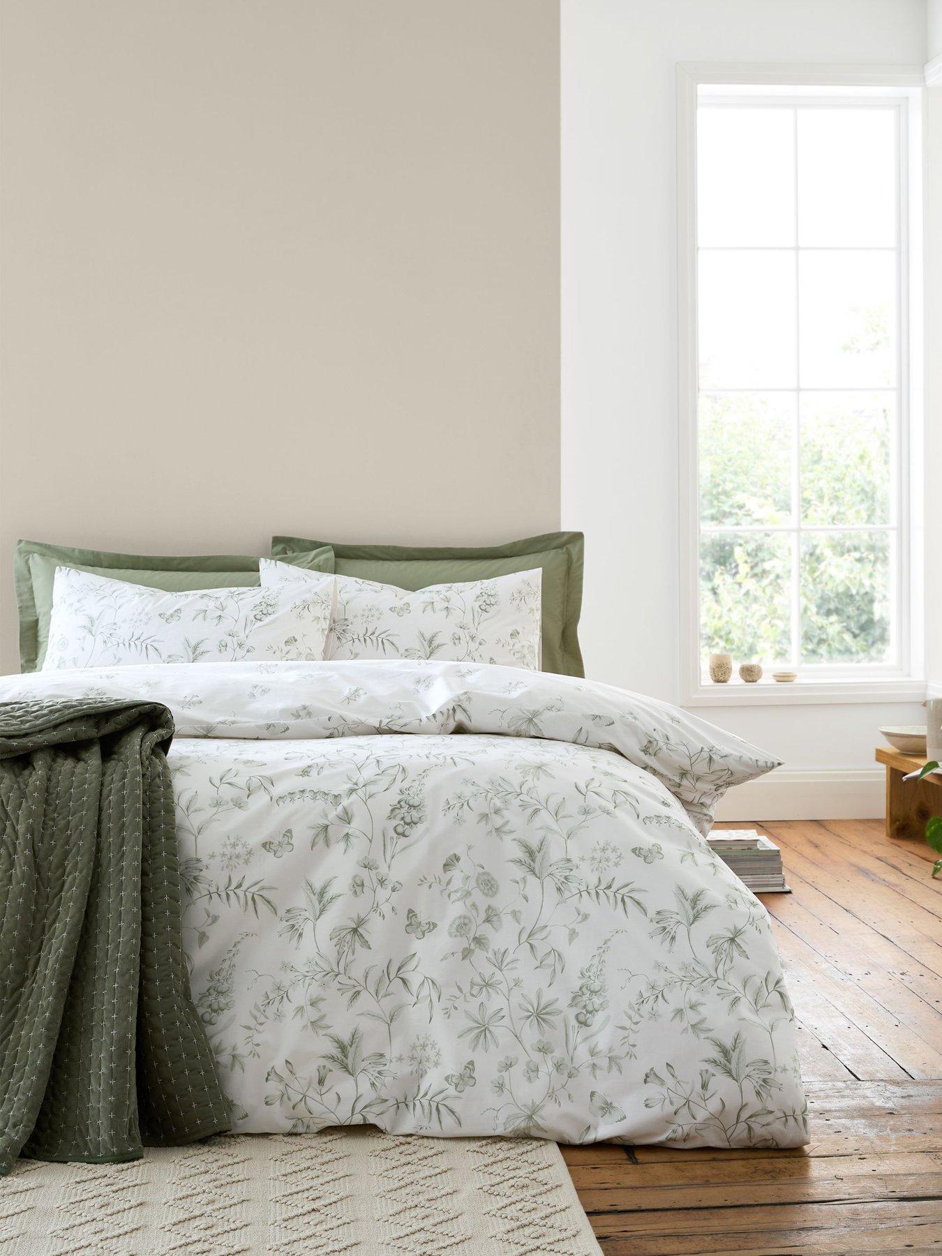 Bianca Thea Floral 200 Thread Count Cotton Reversible Duvet Set Green