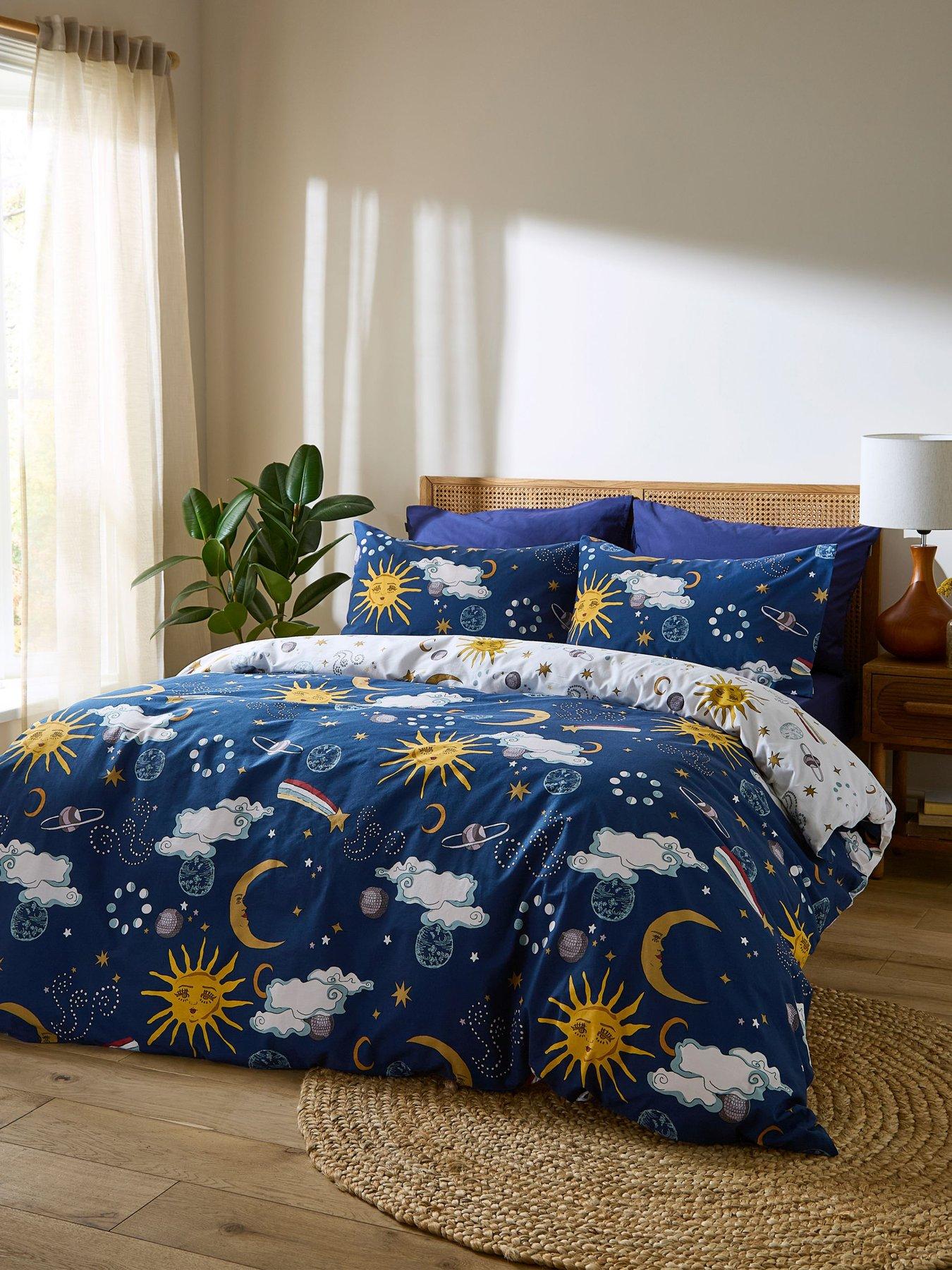 their-nibs-disco-space-100-cotton-reversible-duvet-set-navy-blue