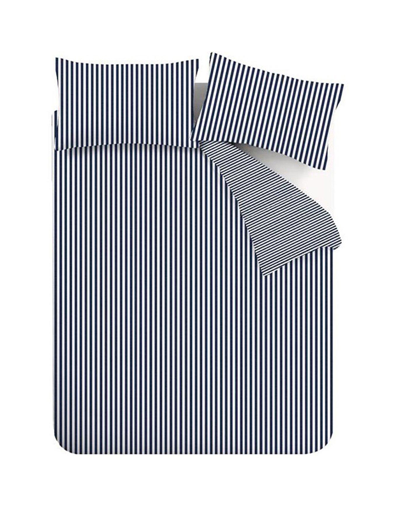Image 2 of 6 of Catherine Lansfield Brushed Cotton Stripe Duvet Set - Navy
