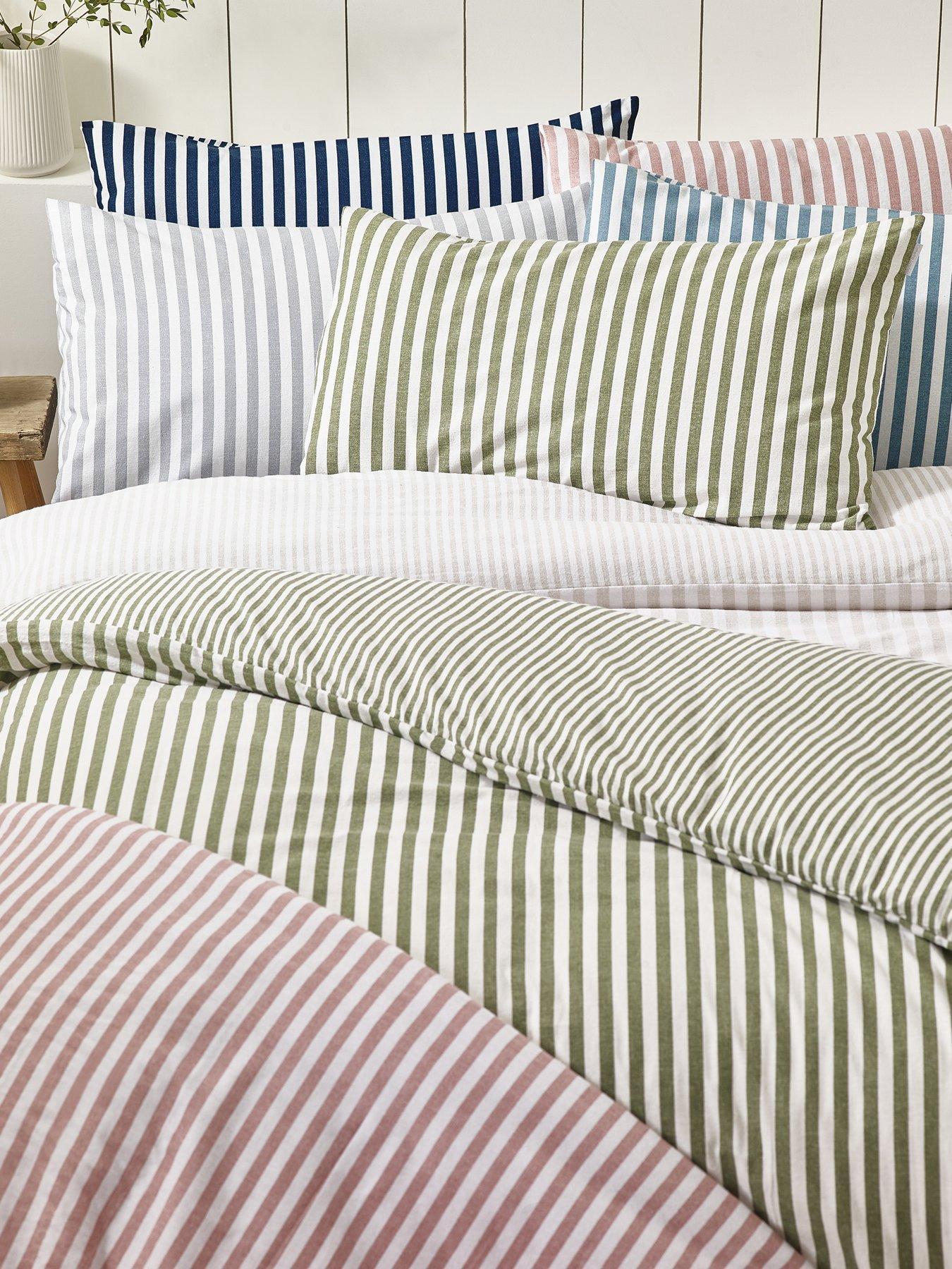 Image 6 of 6 of Catherine Lansfield Brushed Cotton Stripe Duvet Set - Navy