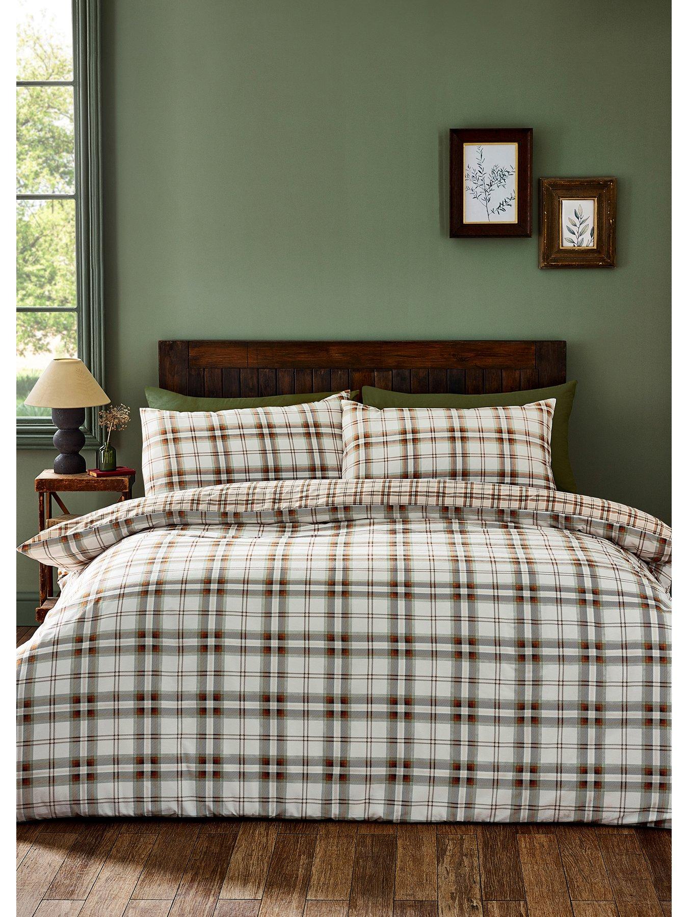 Catherine Lansfield Kelso Check Duvet Set Burnt Orange