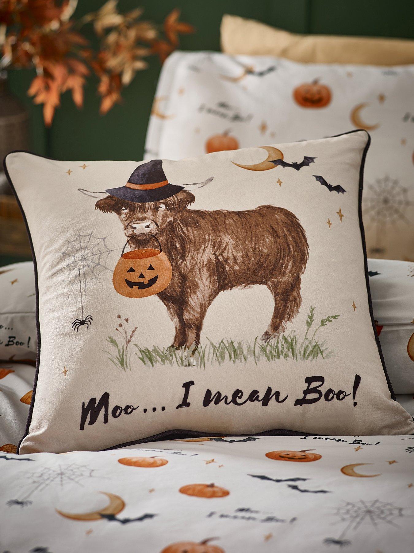Julian Charles Natural Catherine Lansfield Halloween Highland Cow Velvet Cushion - One Size - Image 6
