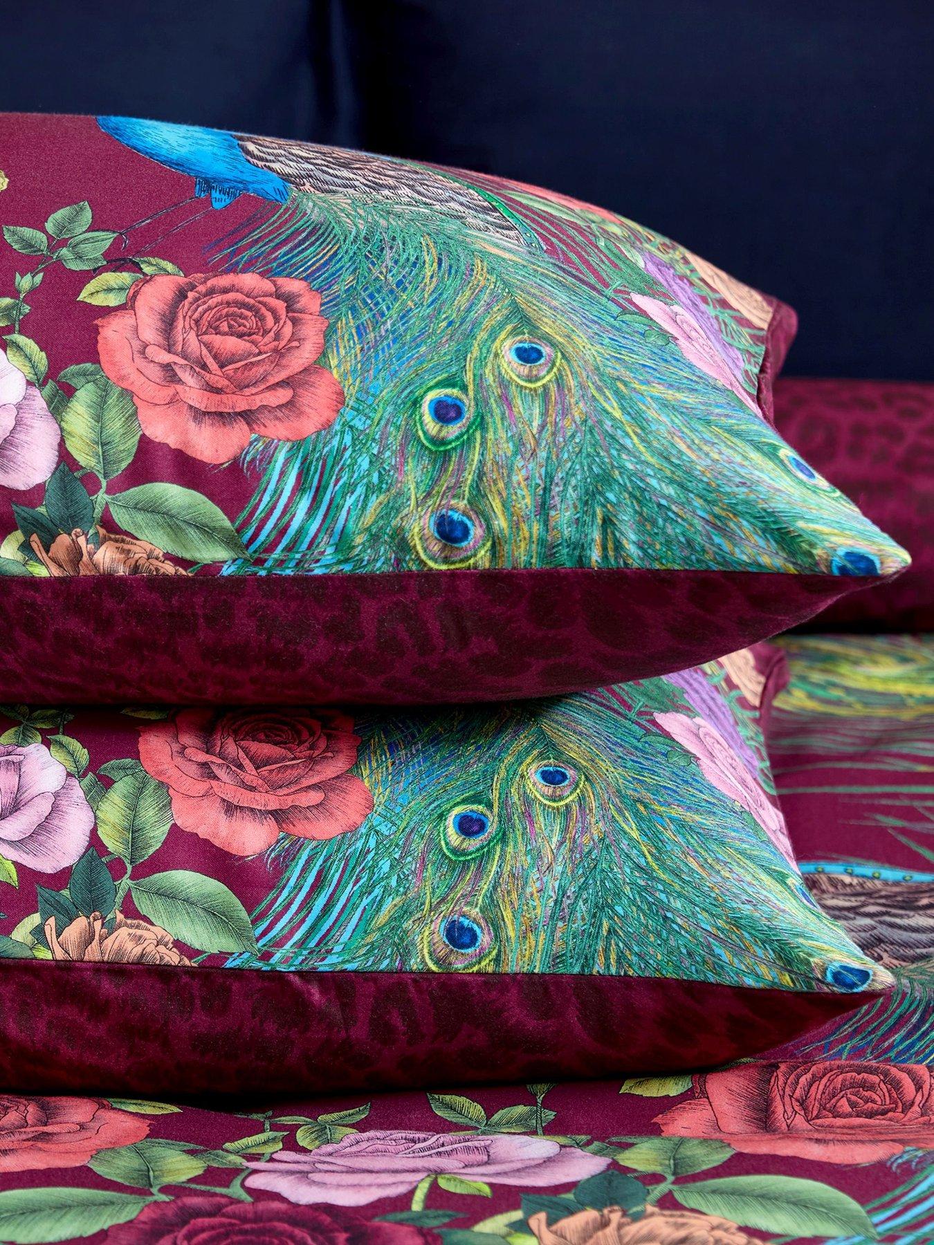 Image 4 of 6 of Matthew Williamson Xanadu Peacock 200 Thread Count Cotton Sateen Duvet Set Plum