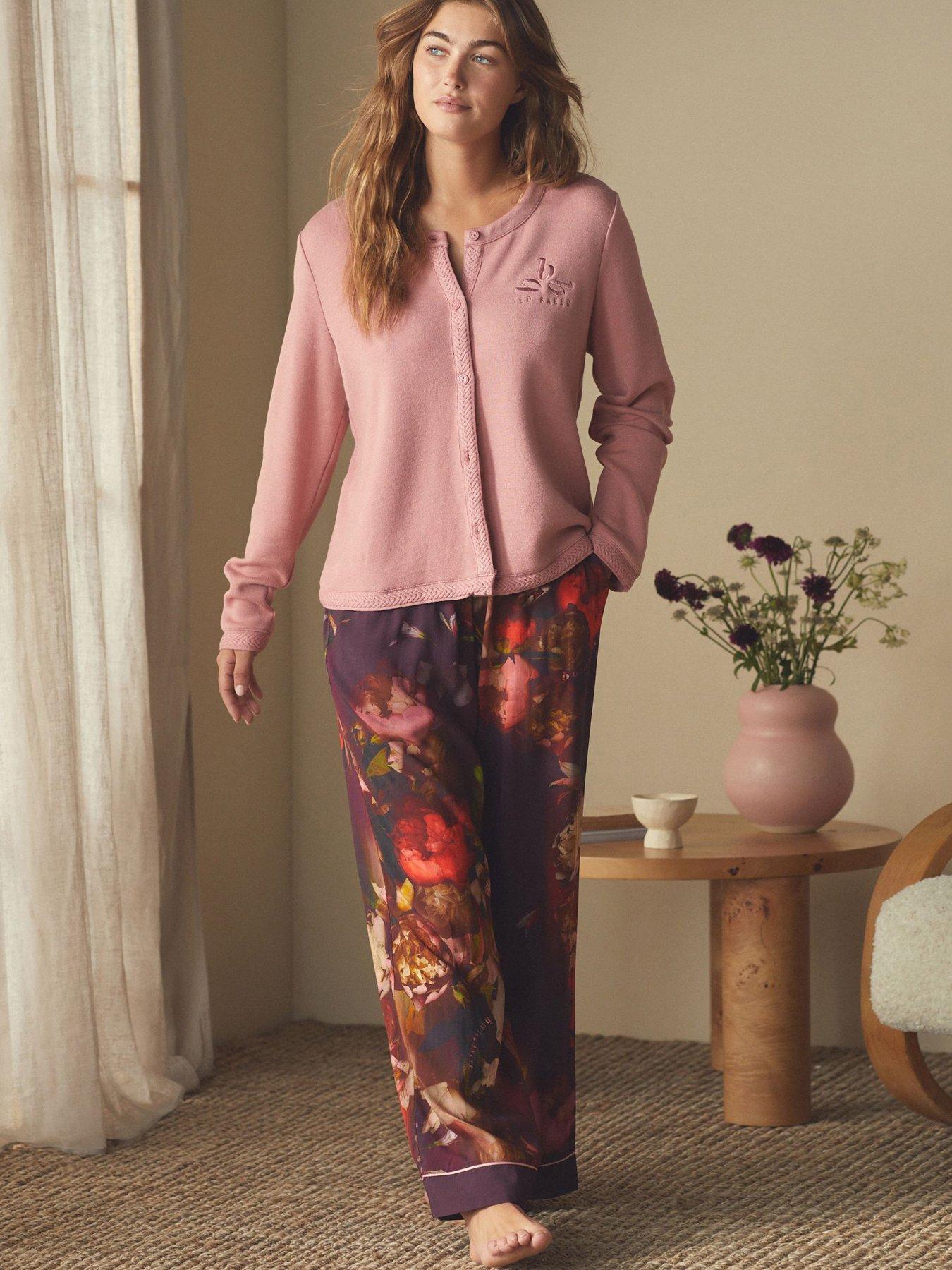 B By Ted Baker Floral Cardi And Trouser Lounge Set - Purple