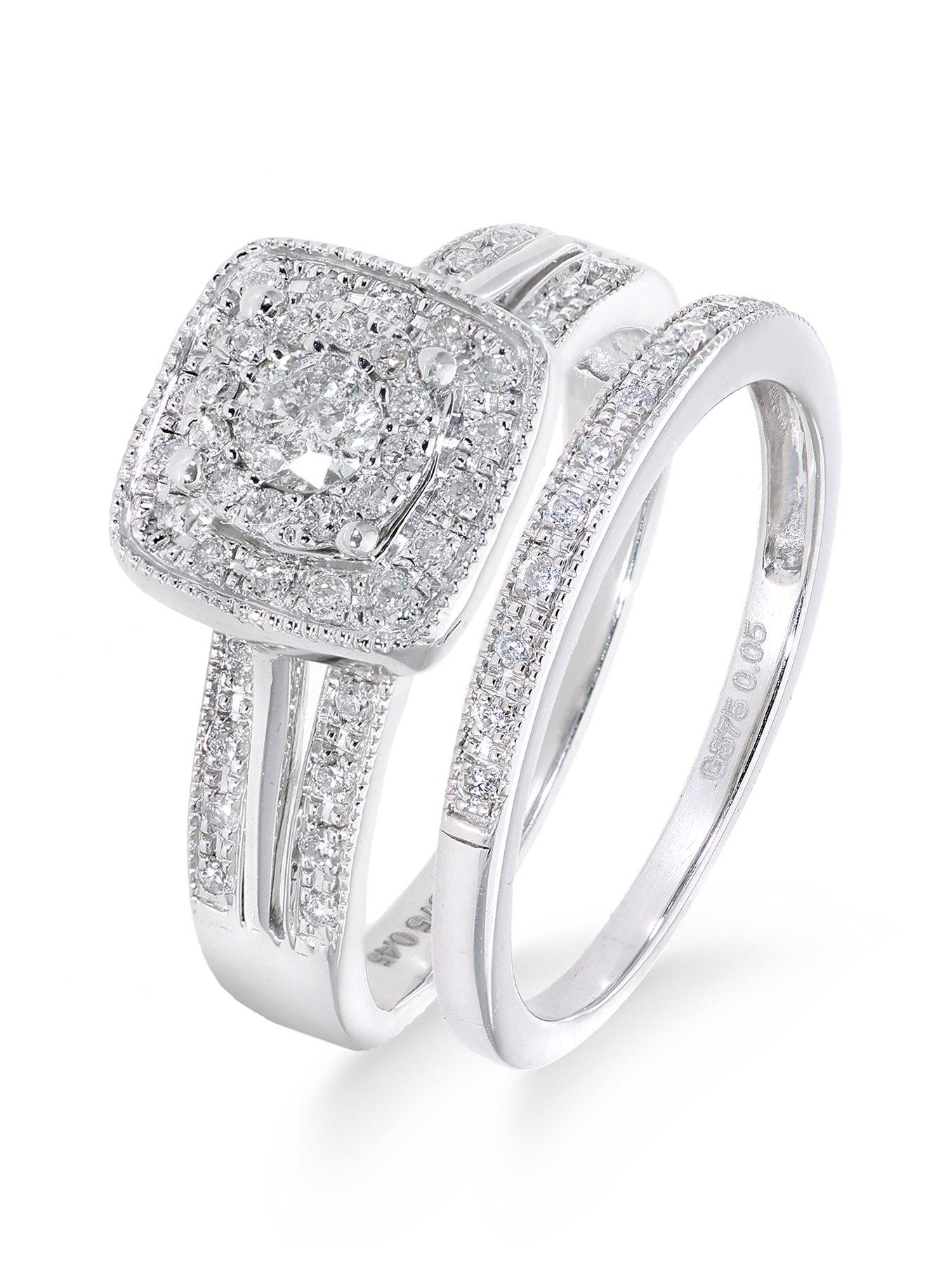 undefined 9Ct White Gold 50 Point Diamond Square S