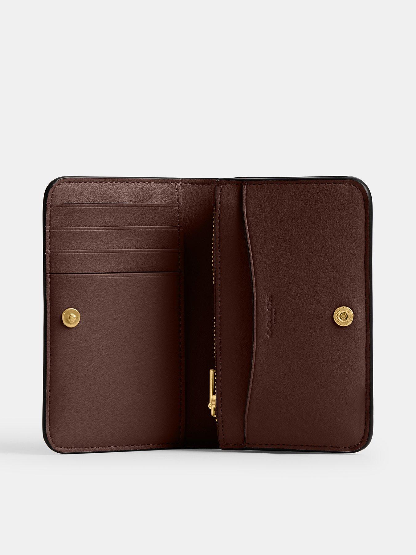 COACH Refined Calf Leather Essential Slim Card Case Brown Very