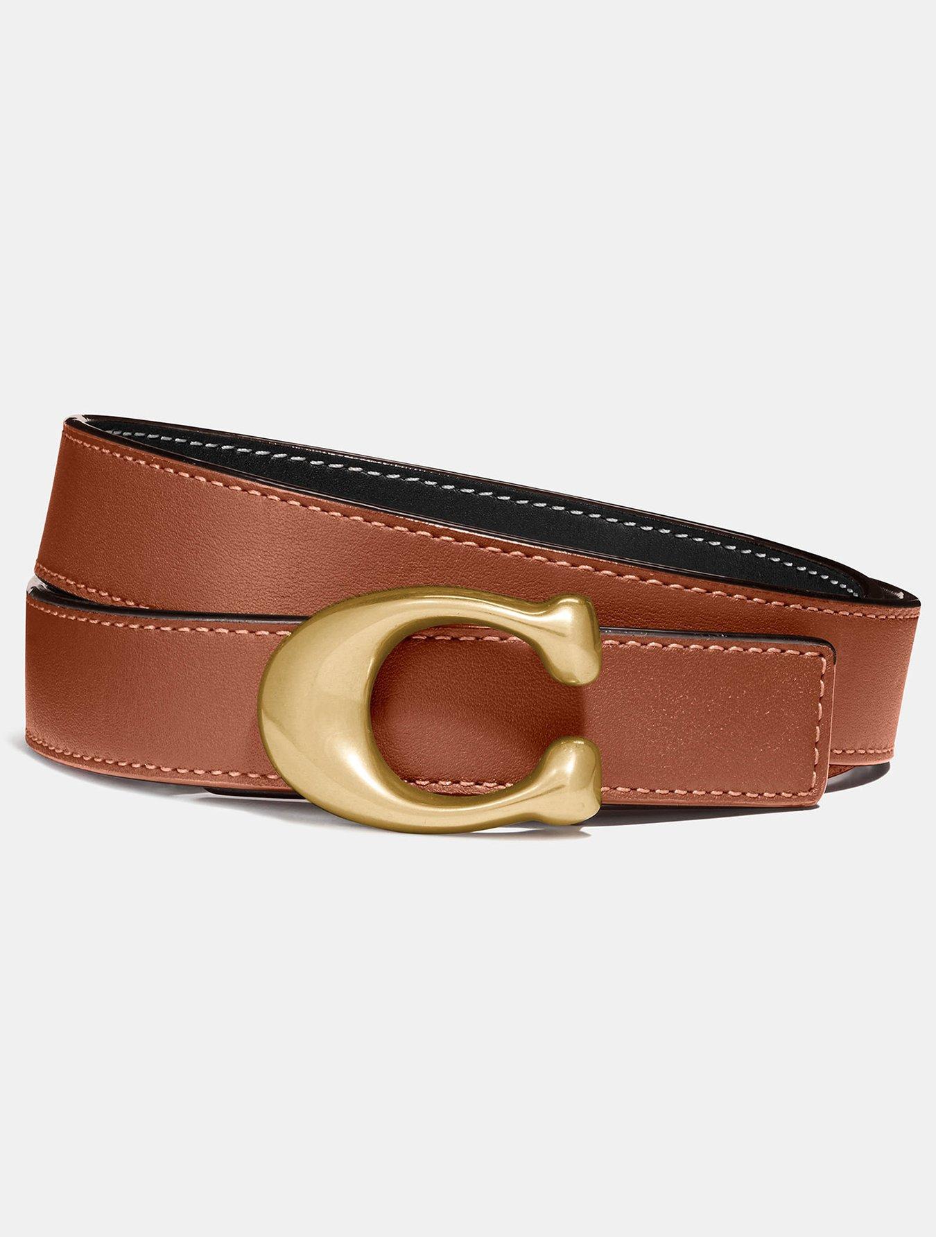 COACH 25mm Sculpted C Reversible Belt - Black/Brown