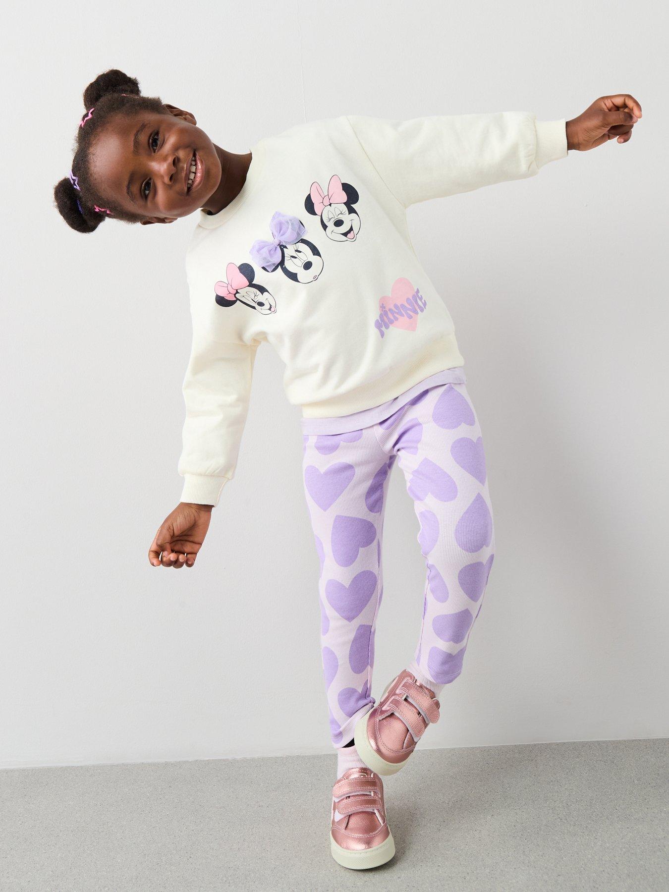 Image 1 of 5 of Minnie Mouse Disney Minnie Mouse Heart Sweatshirt Legging Set - Purple