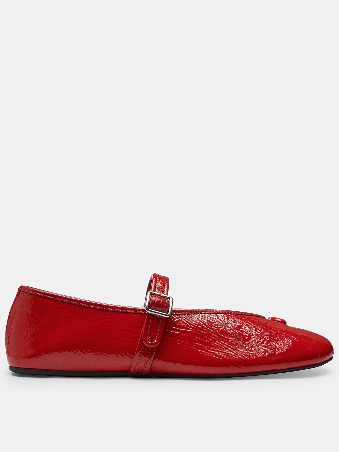 COACH Sculpted C Crinkle Patent Leather Soft Mary Jane - Red