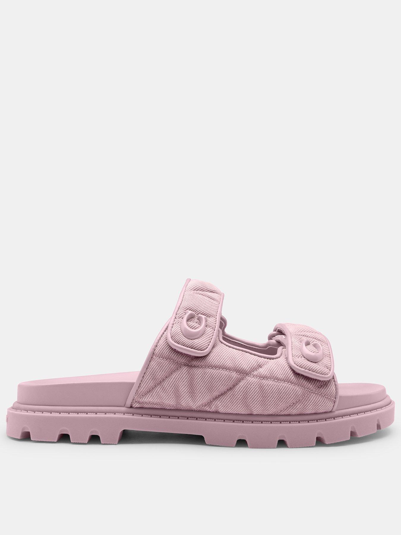undefined Sculpted C Quilted Washed Denim Double Band Sandal