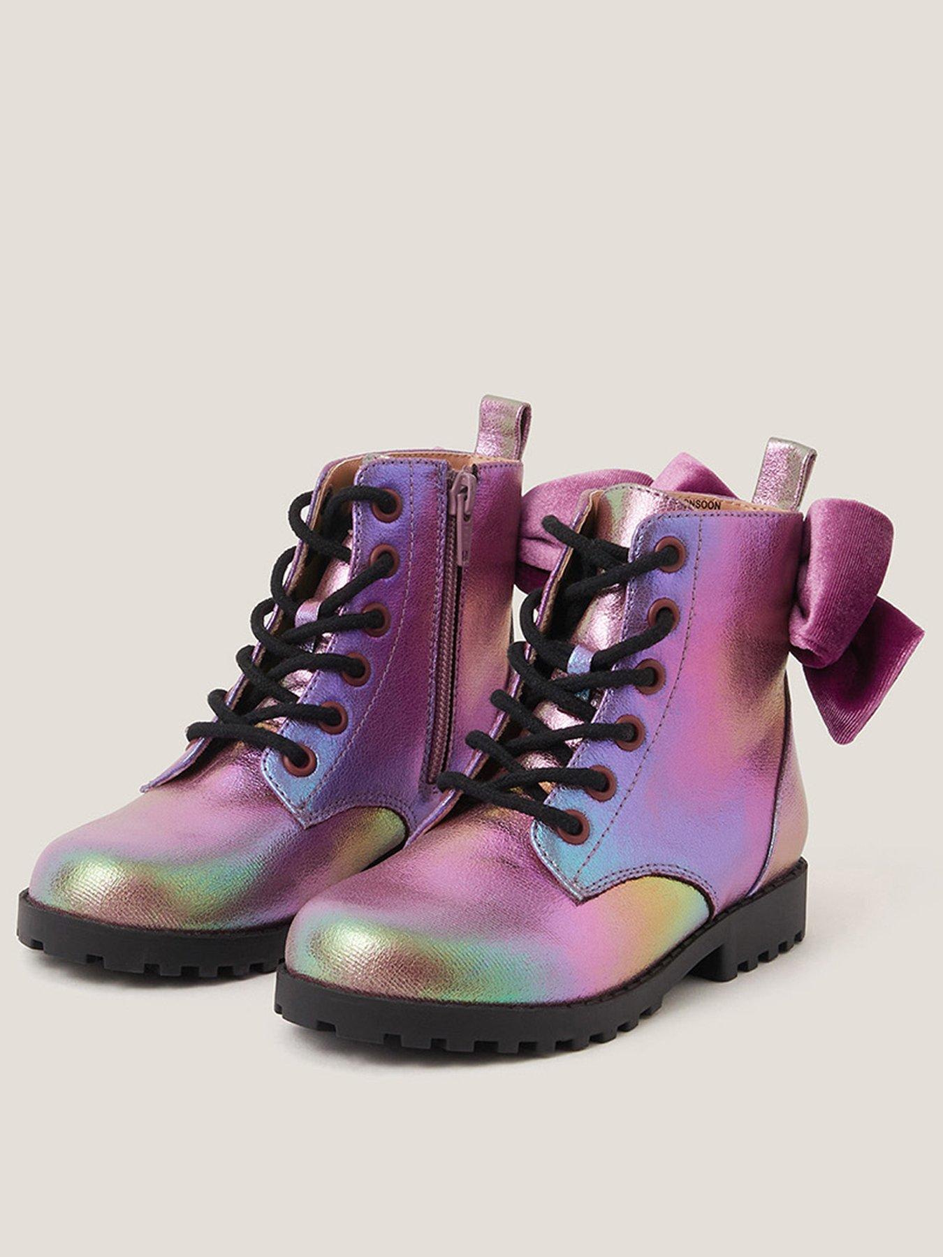 Monsoon Girls Rainbow Lace Up Boots Pink Very