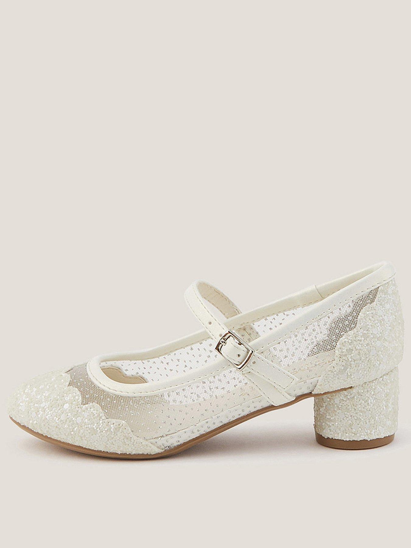 undefined Girls Annabelle Bow Princess Heel Shoes - Light Cream