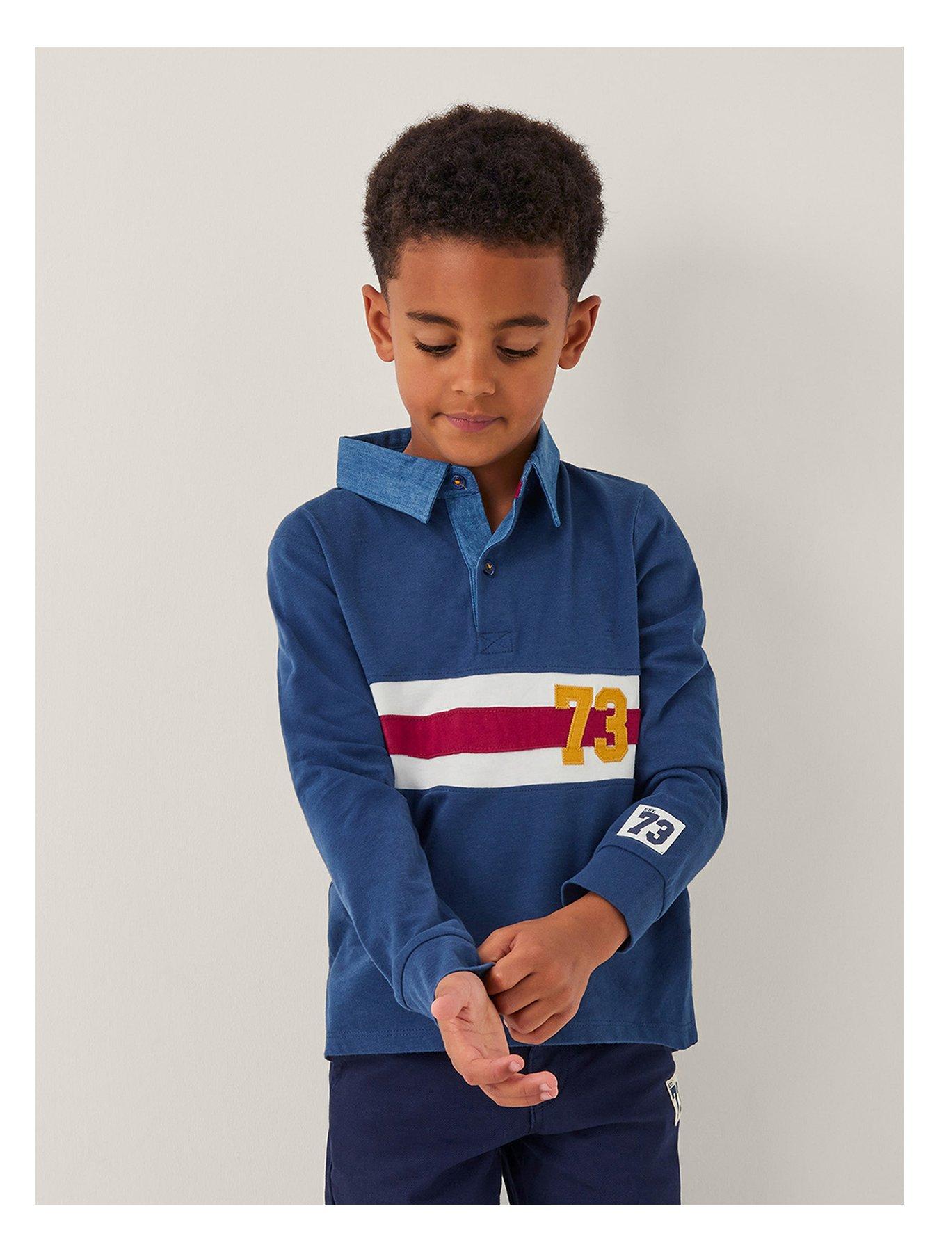 undefined Boys Long Sleeve Polo Top - Navy