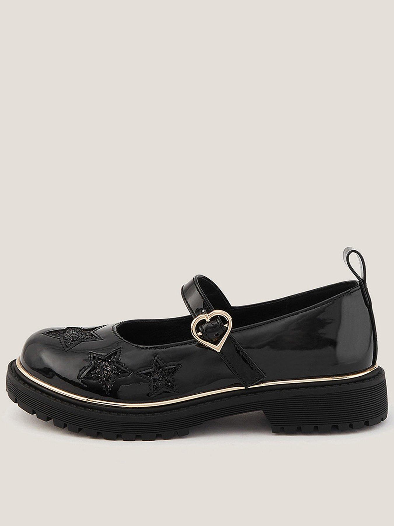 undefined Girls Mary Jane Glitter Star Shoes - Black