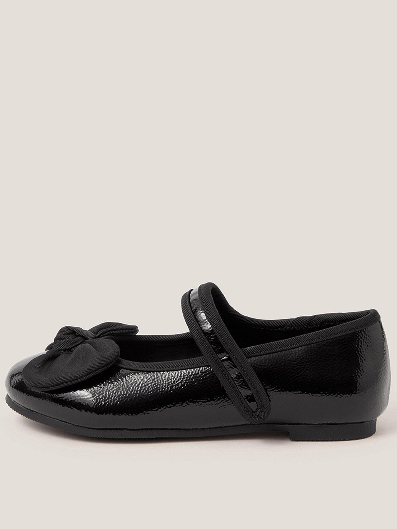 undefined Girls Patent Bow Ballerina Shoes - Black