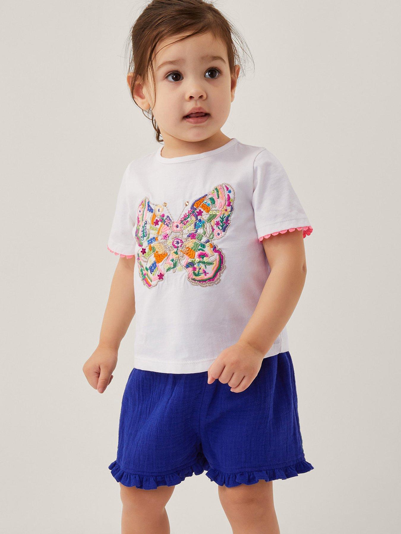 undefined Baby Girls Jersey Butterfly Tshirt And Short Set - Light Cream