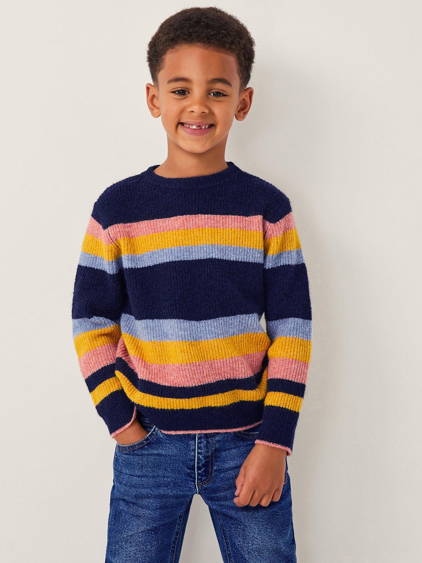 Monsoon Boys Colour Block Jumper Orange Very